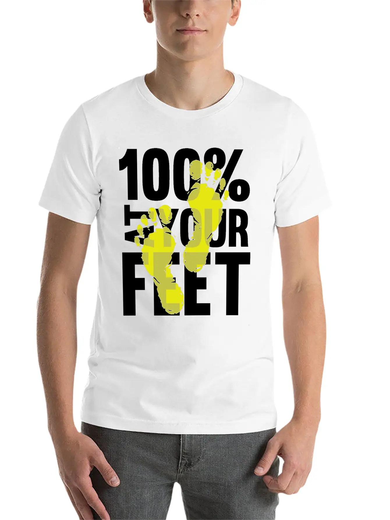 100% At Your Feet Classic Fit Graphic Tee For Daily Comfort – Unisex Cotton Shirt