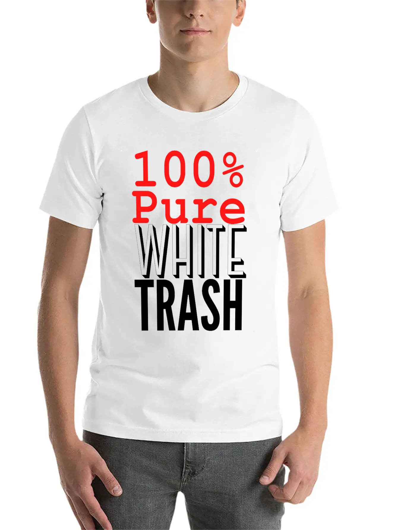 100% PURE WHITE TRASH Breathable Soft Cotton T-Shirt – Timeless Casual Look