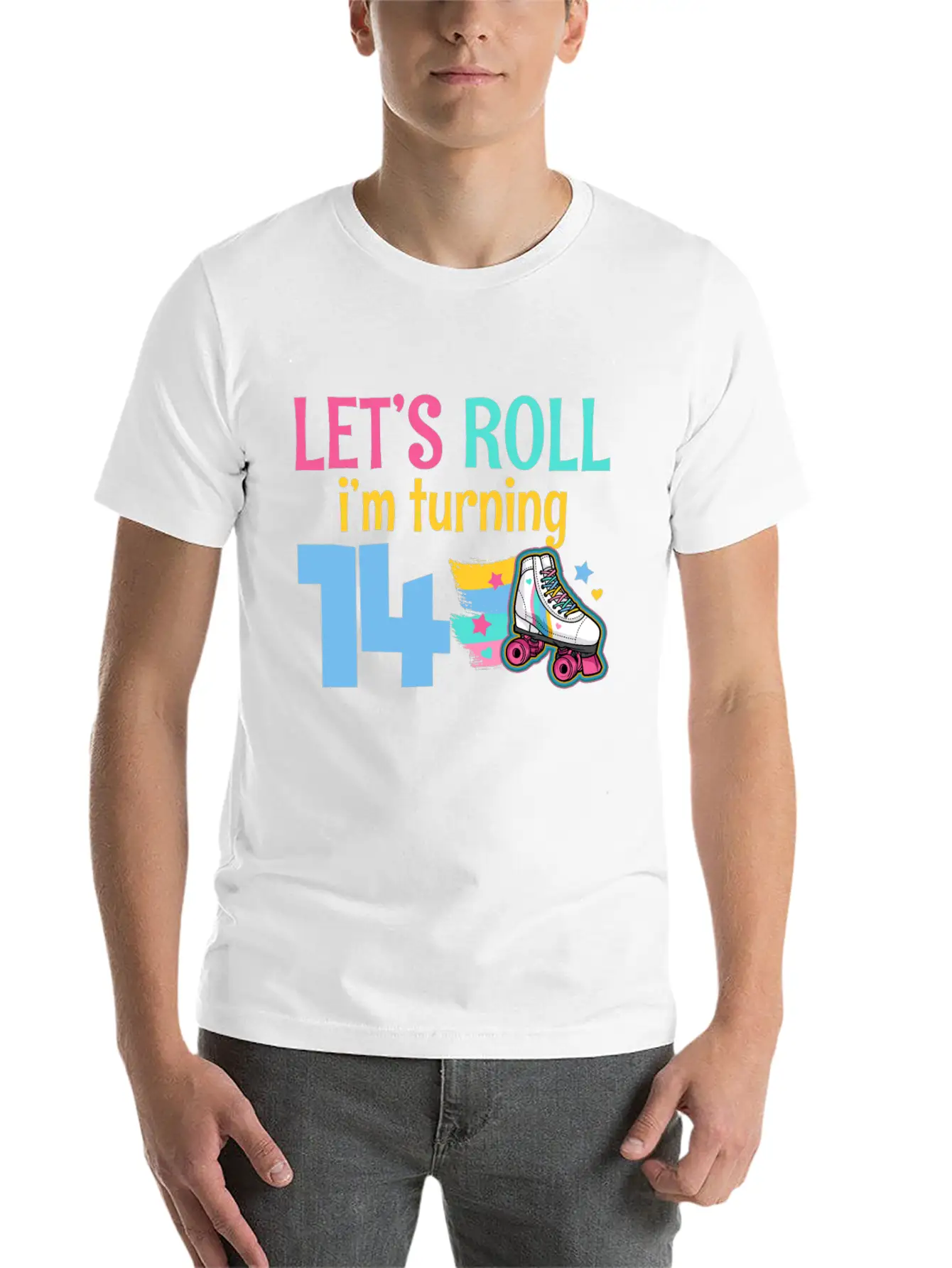 14th Birthday Roller Skate Casual Graphic T-Shirt – Simple And Comfortable Daily Wear