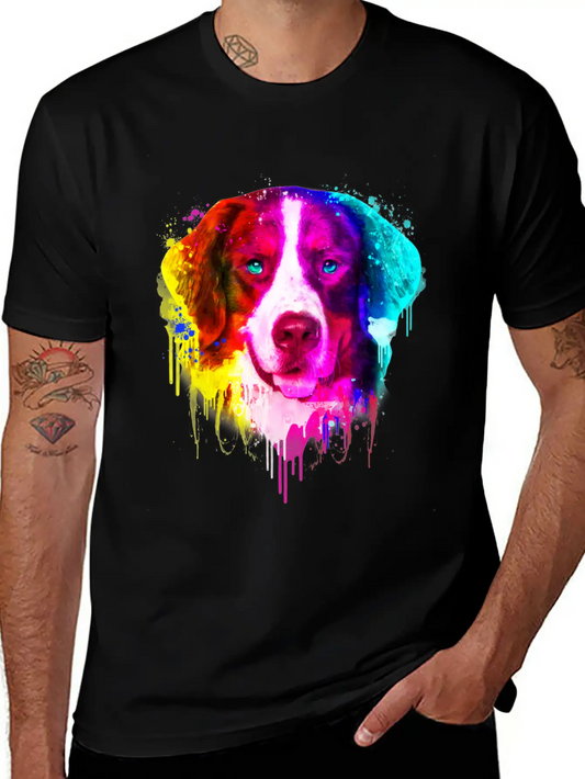 03 Bernese Mountain Colorful Painting Casual Graphic T-Shirt – Simple And Comfortable Daily Wear
