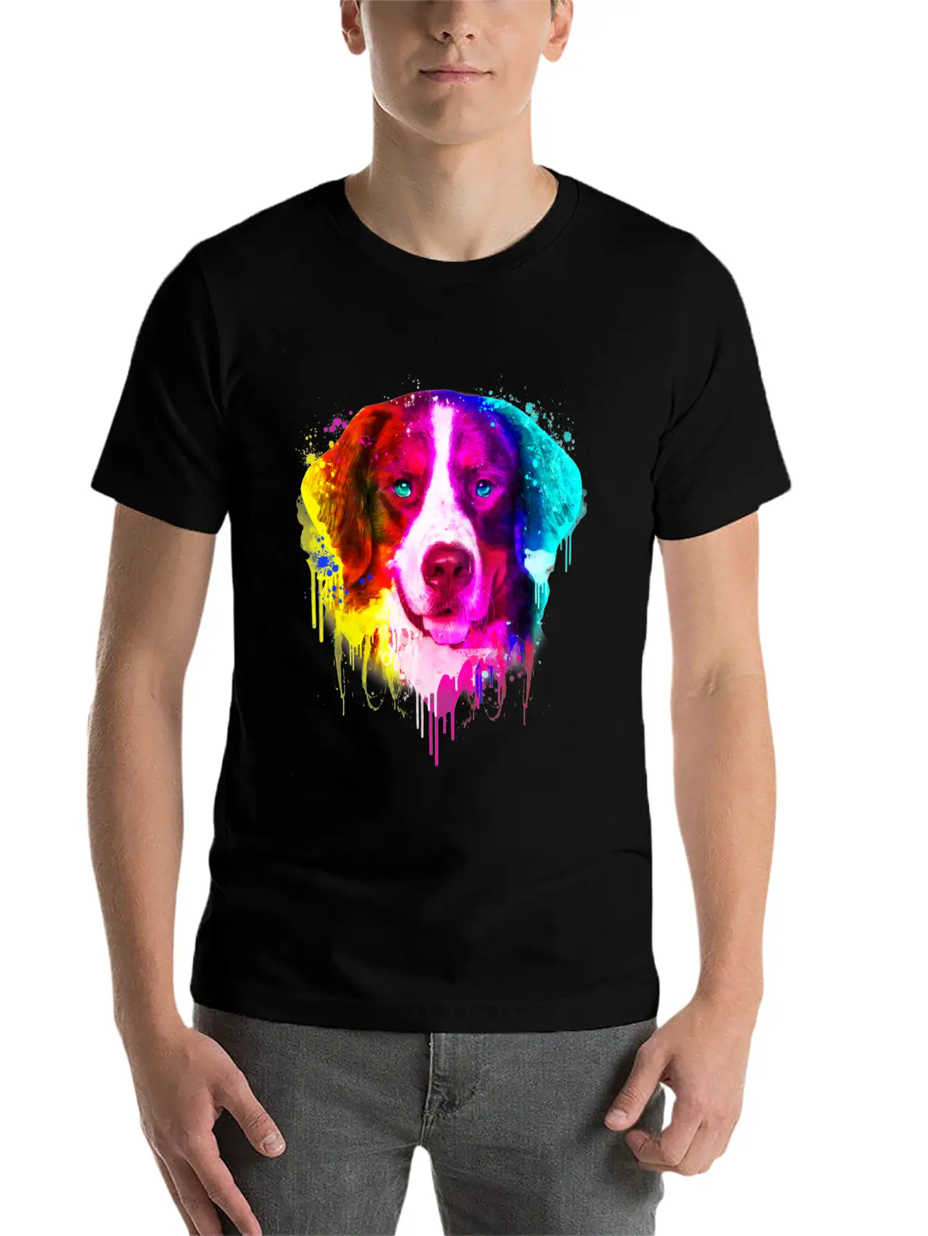 03 Bernese Mountain Colorful Painting Casual Graphic T-Shirt – Simple And Comfortable Daily Wear