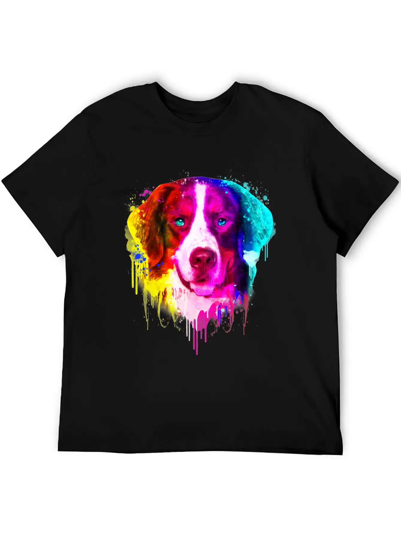 03 Bernese Mountain Colorful Painting Casual Graphic T-Shirt – Simple And Comfortable Daily Wear