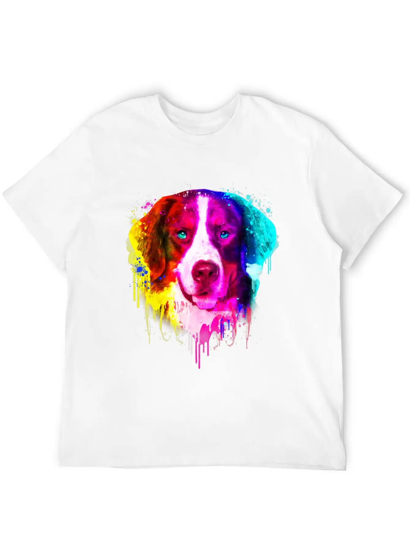 03 Bernese Mountain Colorful Painting Casual Graphic T-Shirt – Simple And Comfortable Daily Wear