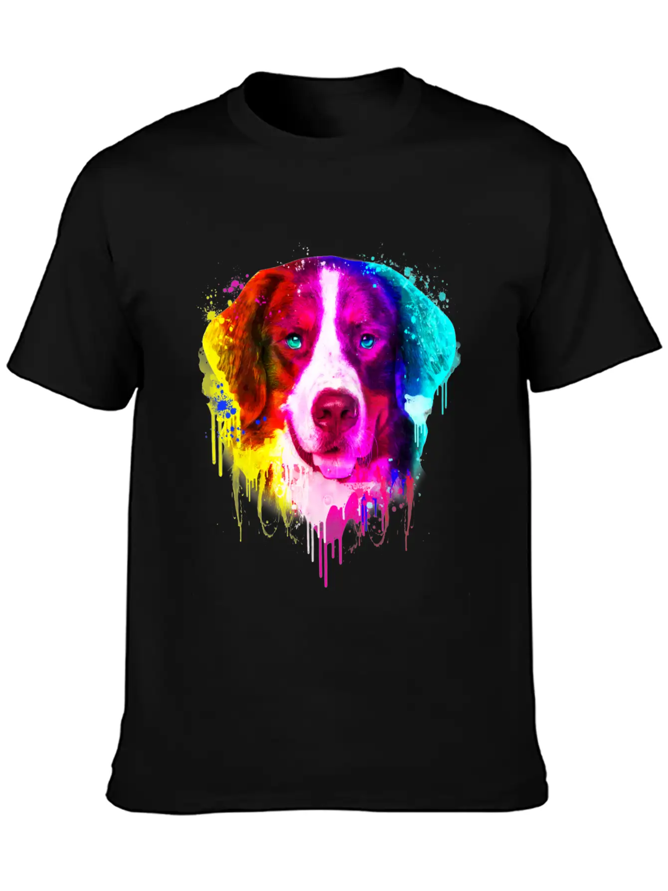 03 Bernese Mountain Colorful Painting Casual Graphic T-Shirt – Simple And Comfortable Daily Wear