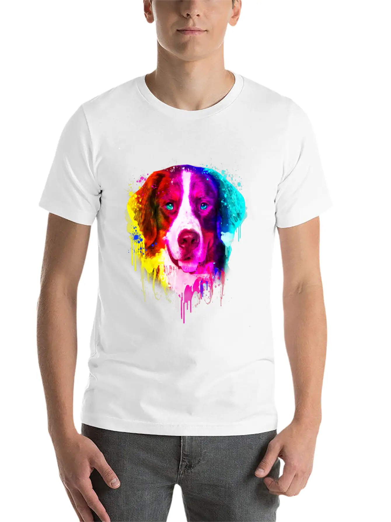 03 Bernese Mountain Colorful Painting Casual Graphic T-Shirt – Simple And Comfortable Daily Wear