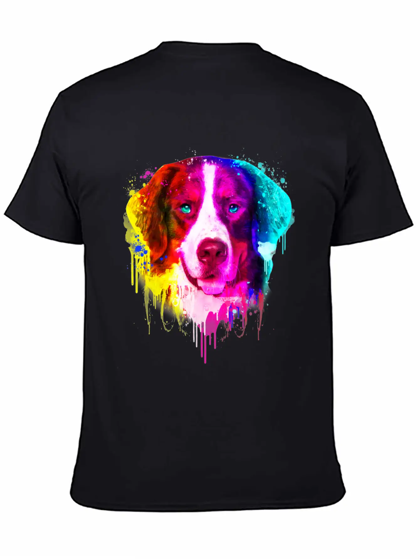03 Bernese Mountain Colorful Painting Casual Graphic T-Shirt – Simple And Comfortable Daily Wear