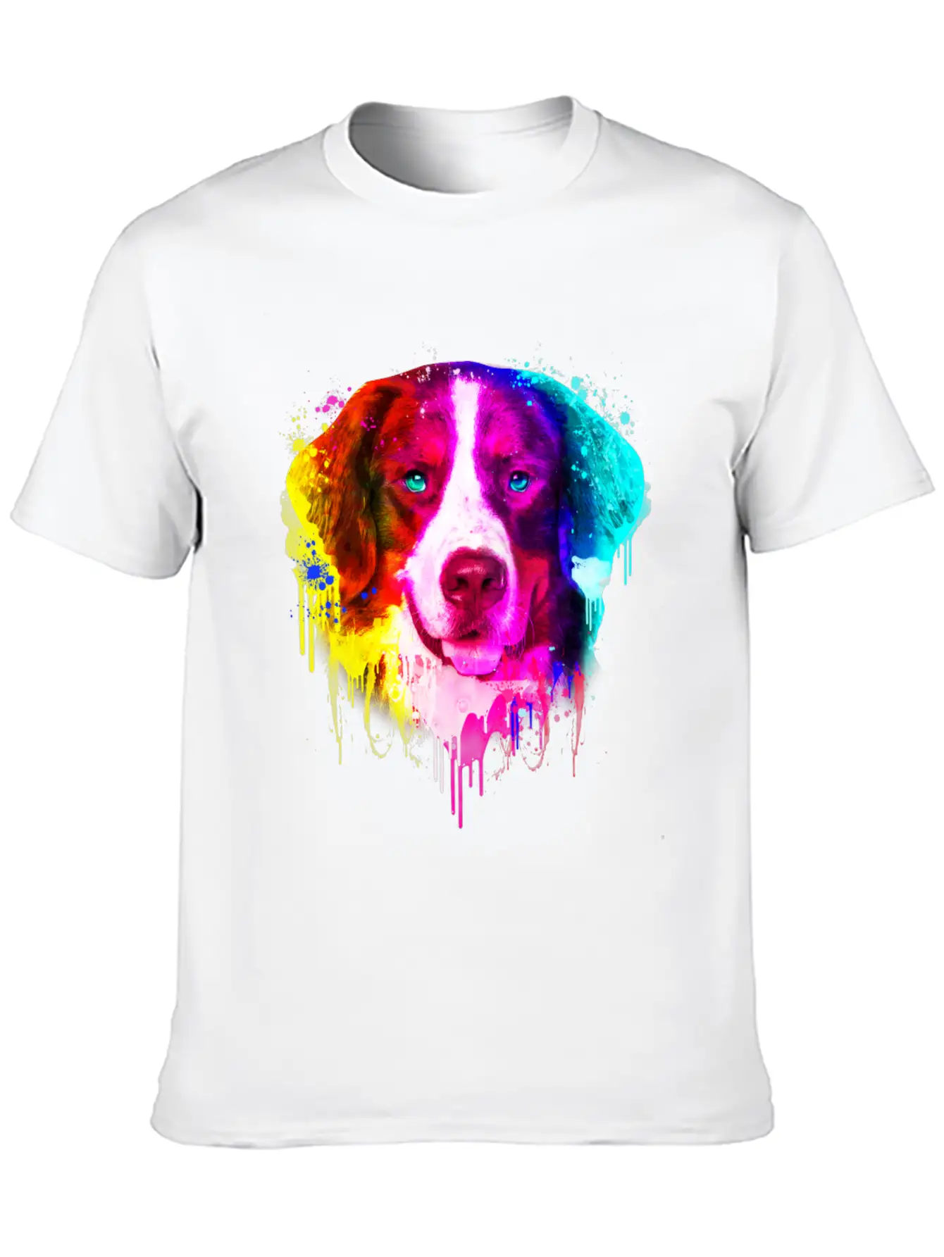 03 Bernese Mountain Colorful Painting Casual Graphic T-Shirt – Simple And Comfortable Daily Wear