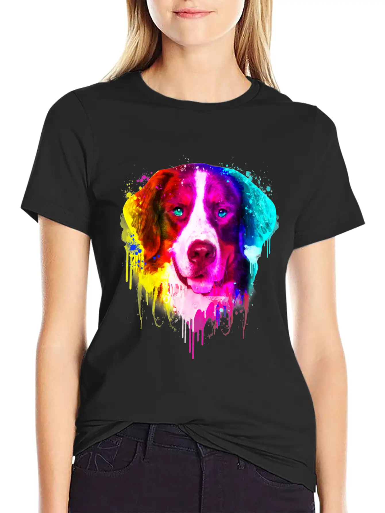 03 Bernese Mountain Colorful Painting Casual Graphic T-Shirt – Simple And Comfortable Daily Wear