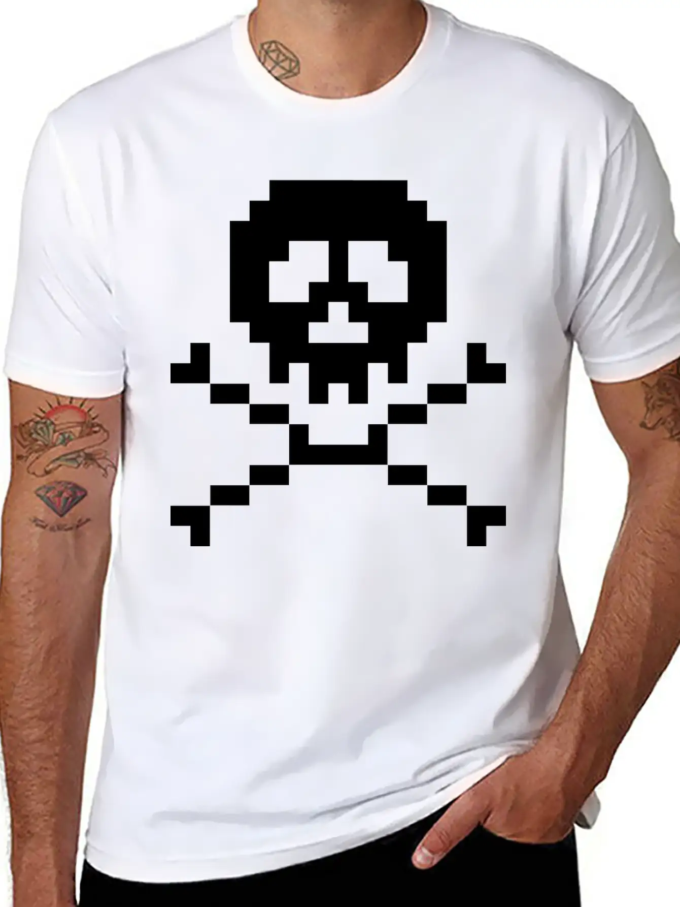 03 Pixel Skull 3 Ai Vectorstock 7294636 Casual Graphic T-Shirt – Simple And Comfortable Daily Wear
