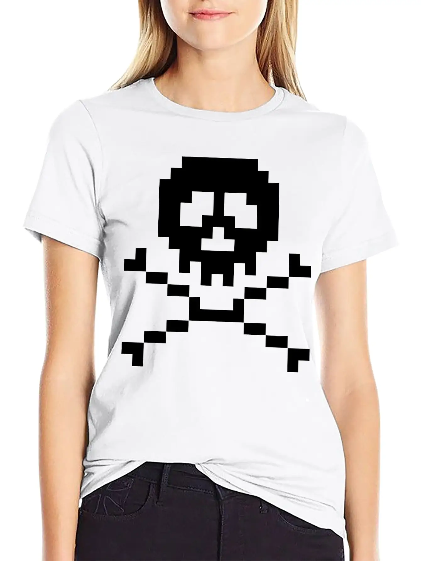 03 Pixel Skull 3 Ai Vectorstock 7294636 Casual Graphic T-Shirt – Simple And Comfortable Daily Wear