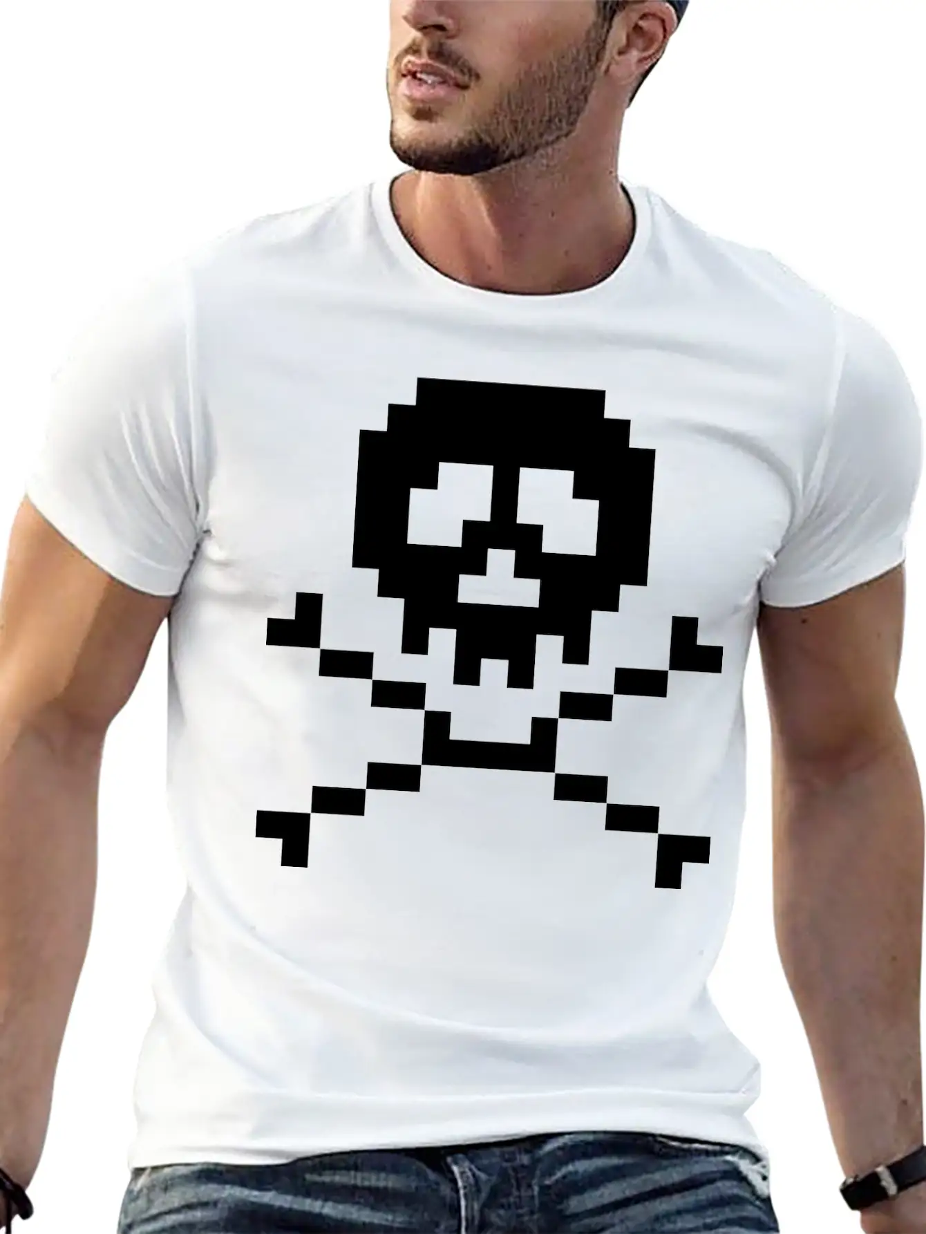 03 Pixel Skull 3 Ai Vectorstock 7294636 Casual Graphic T-Shirt – Simple And Comfortable Daily Wear
