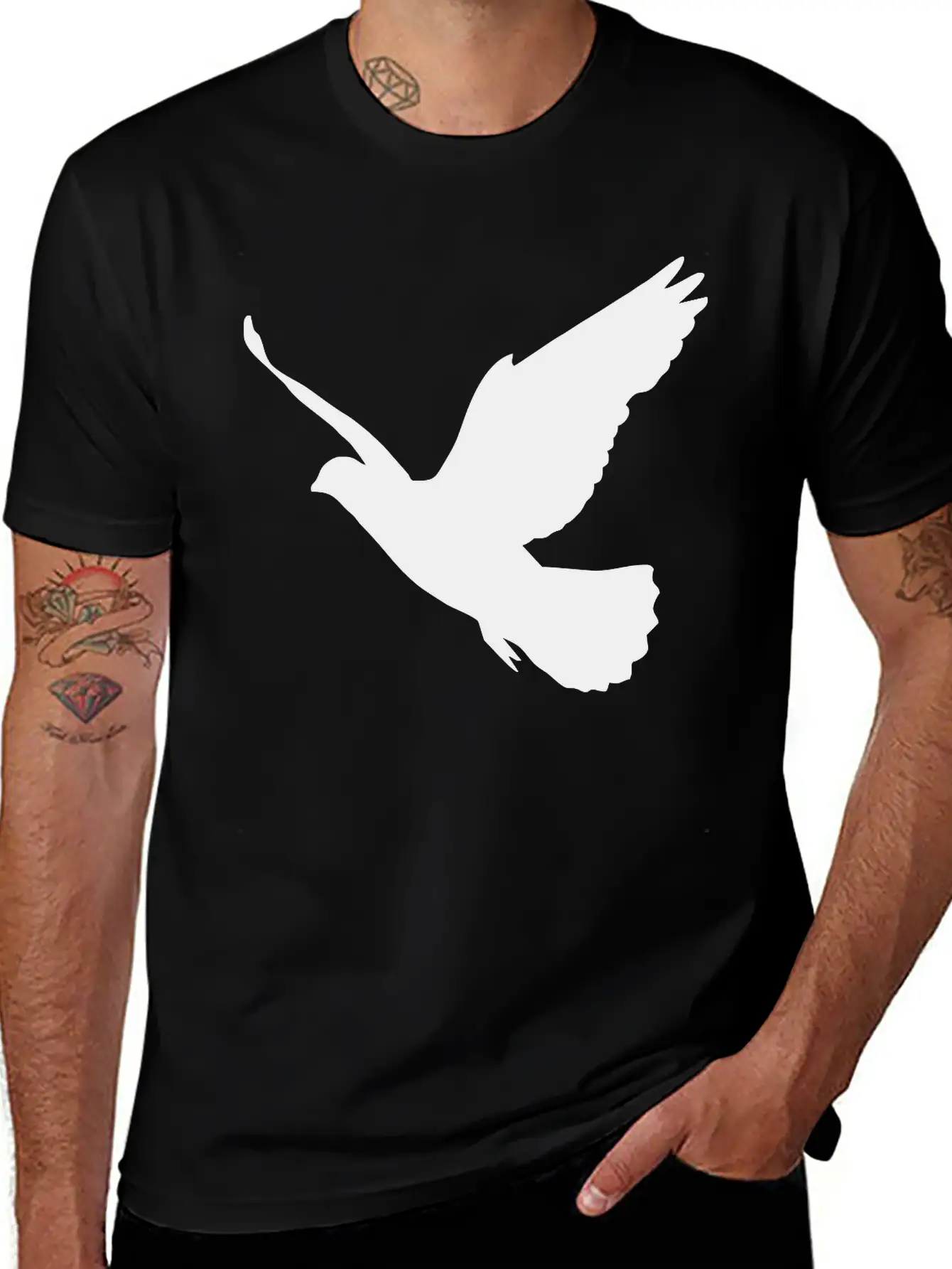 1 Color - Dove Birds Flying Peace Freedom Nature Breathable Soft Cotton T-Shirt – Timeless Casual Look