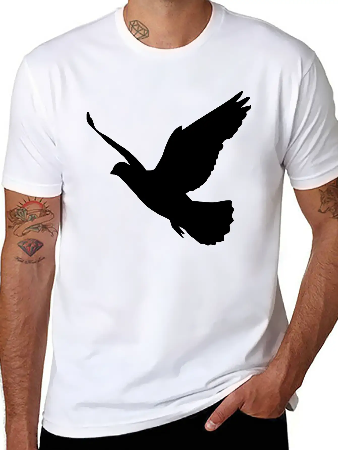 1 Color - Dove Birds Flying Peace Freedom Nature Breathable Soft Cotton T-Shirt – Timeless Casual Look