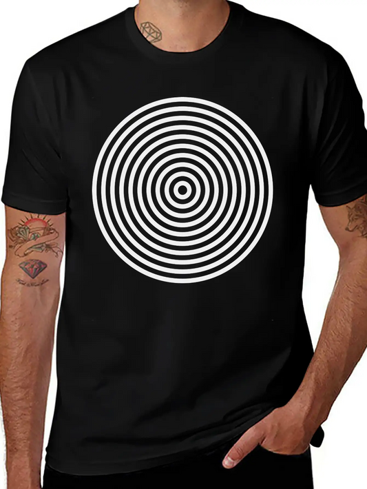 10 Concentric Circles In Black White Simple Everyday Graphic Tee – Lightweight Summer Wear