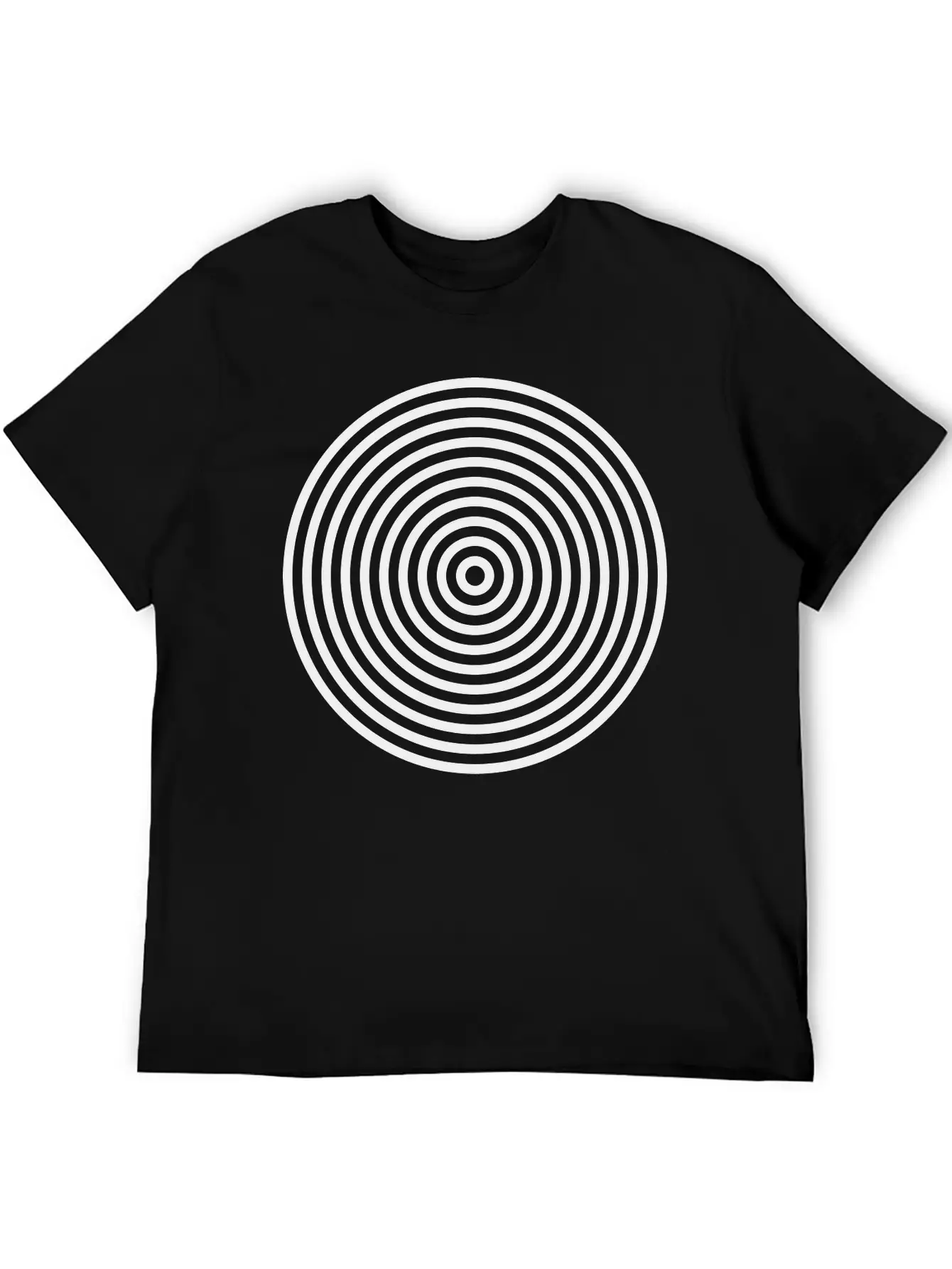 10 Concentric Circles In Black White Simple Everyday Graphic Tee – Lightweight Summer Wear