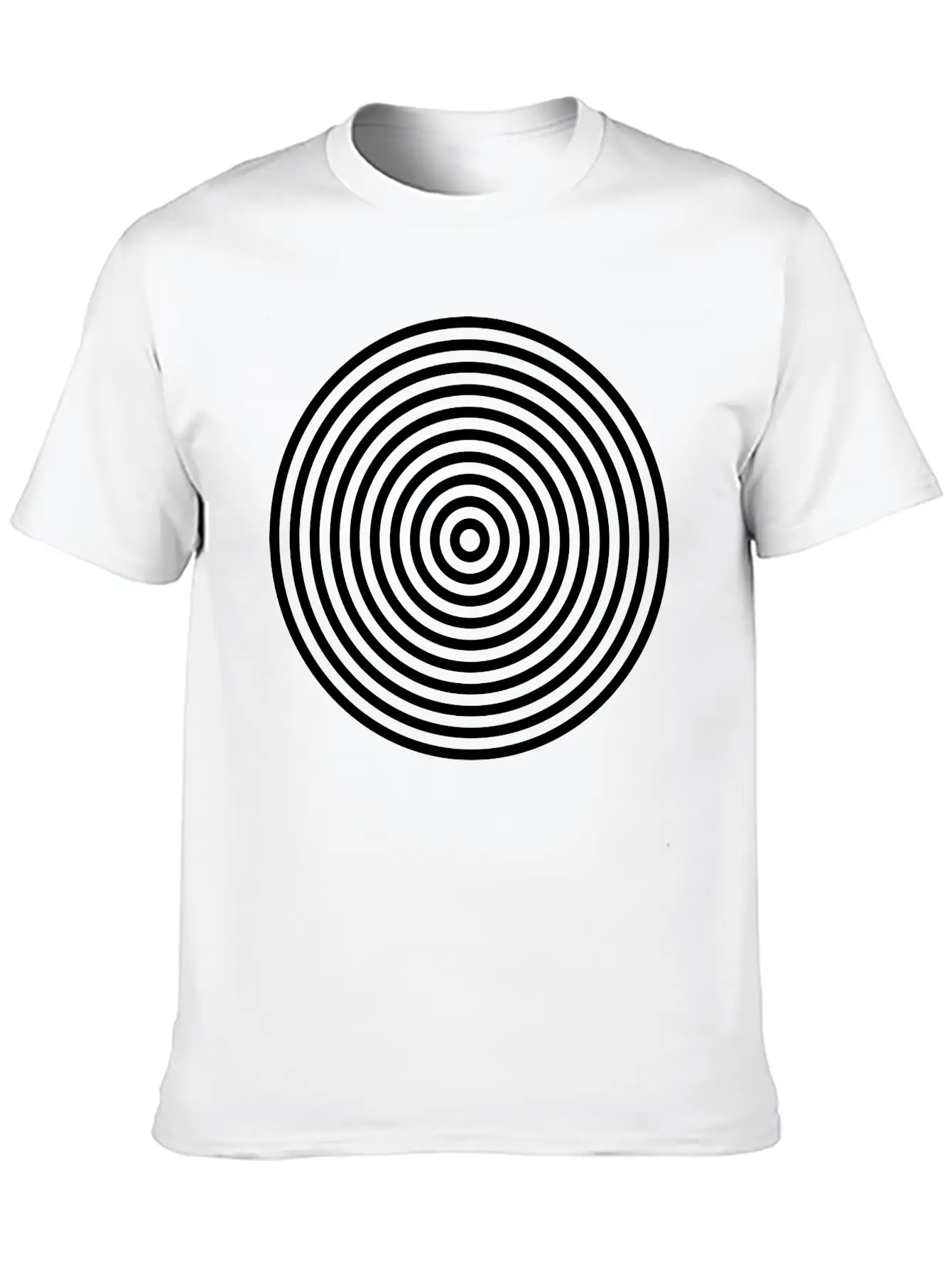 10 Concentric Circles In Black White Simple Everyday Graphic Tee – Lightweight Summer Wear