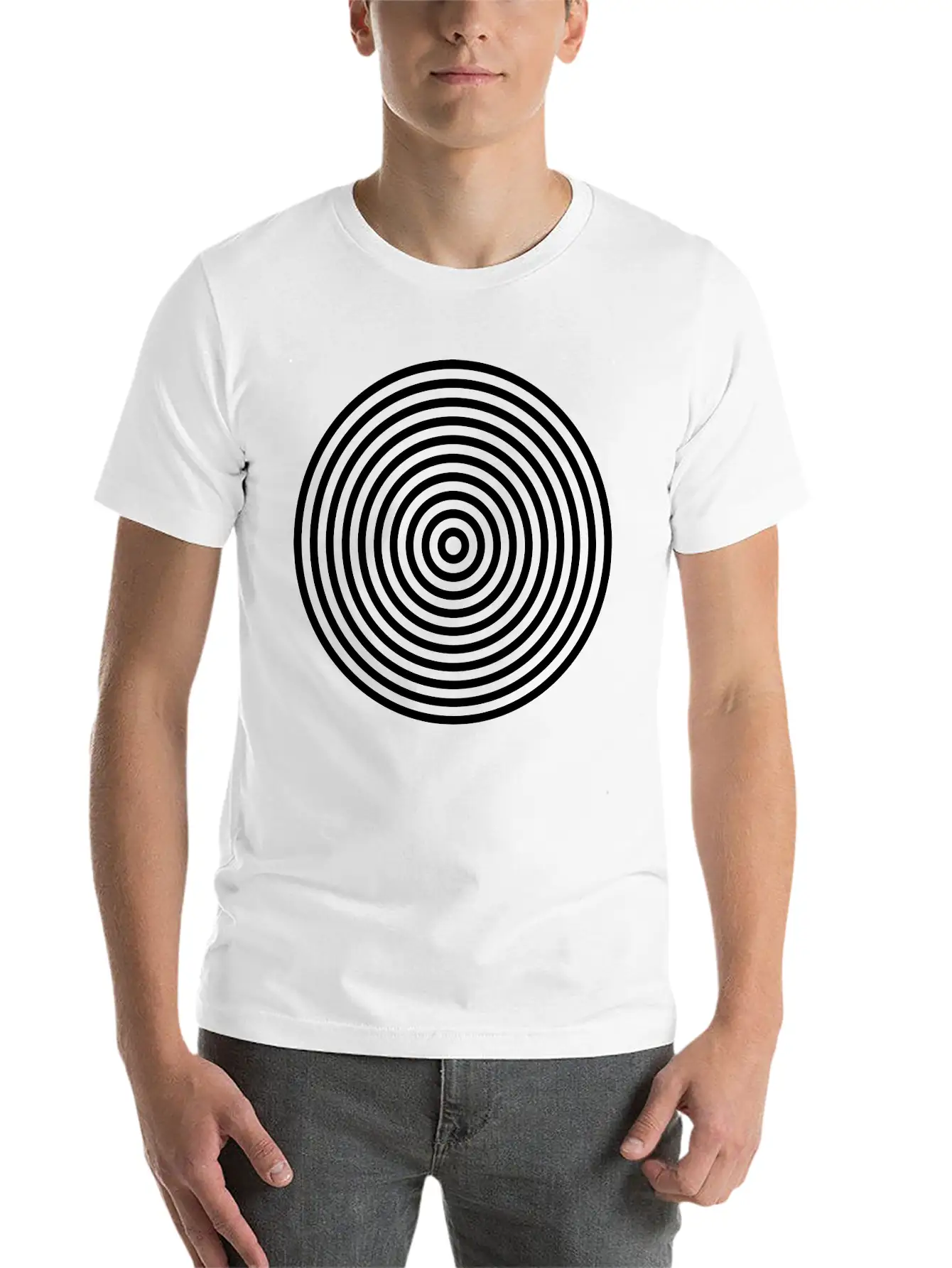 10 Concentric Circles In Black White Simple Everyday Graphic Tee – Lightweight Summer Wear