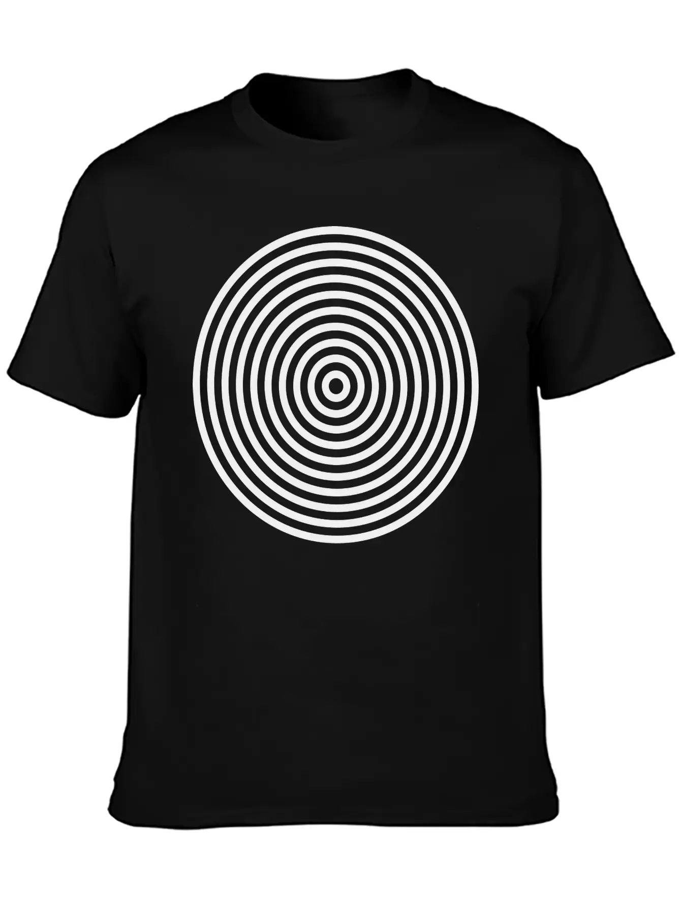 10 Concentric Circles In Black White Simple Everyday Graphic Tee – Lightweight Summer Wear