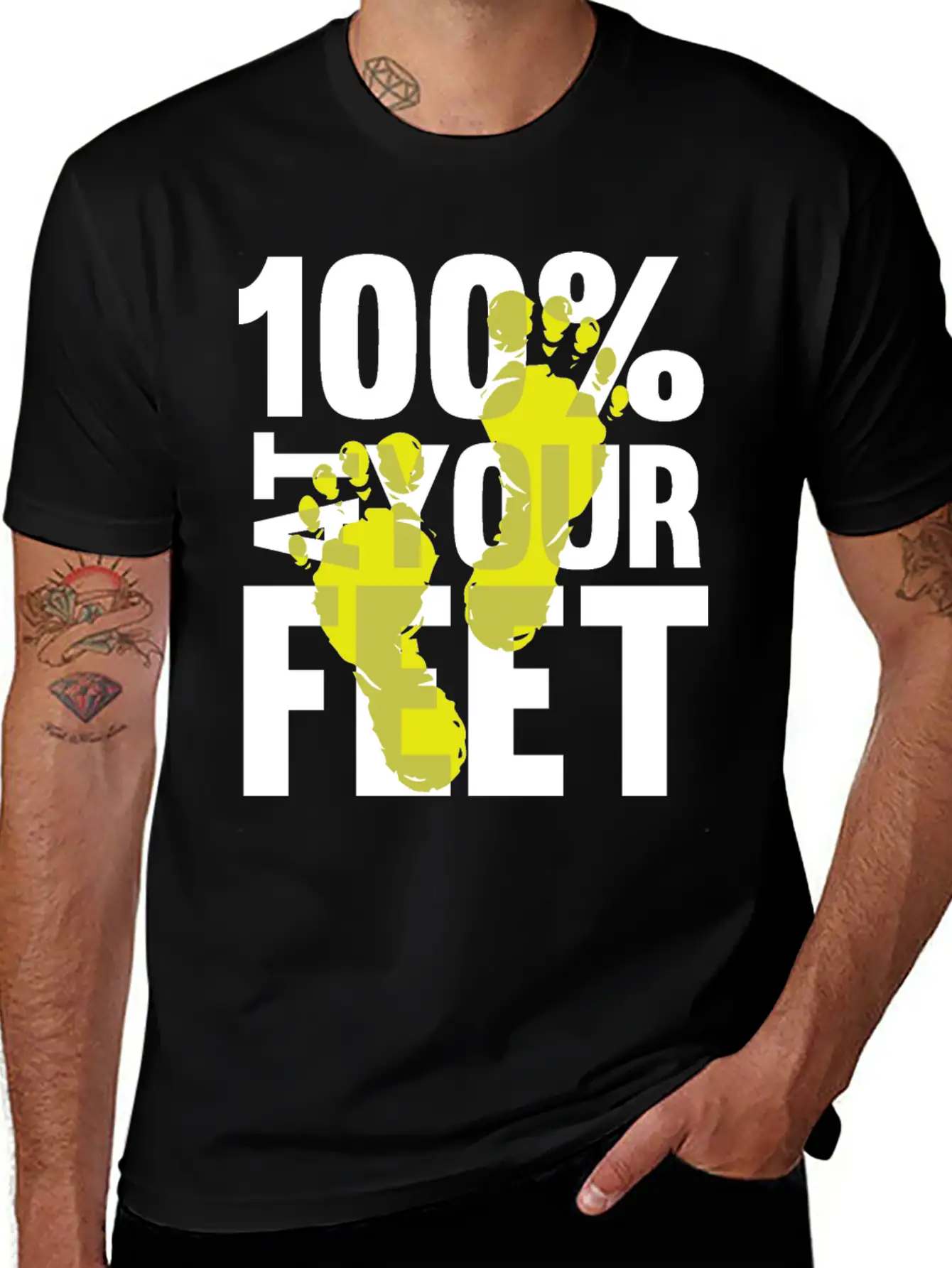 100% At Your Feet Classic Fit Graphic Tee For Daily Comfort – Unisex Cotton Shirt
