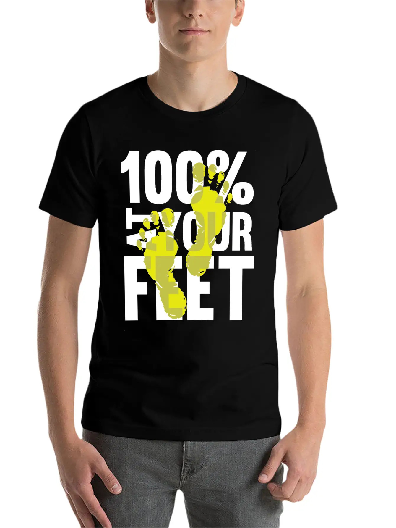 100% At Your Feet Classic Fit Graphic Tee For Daily Comfort – Unisex Cotton Shirt