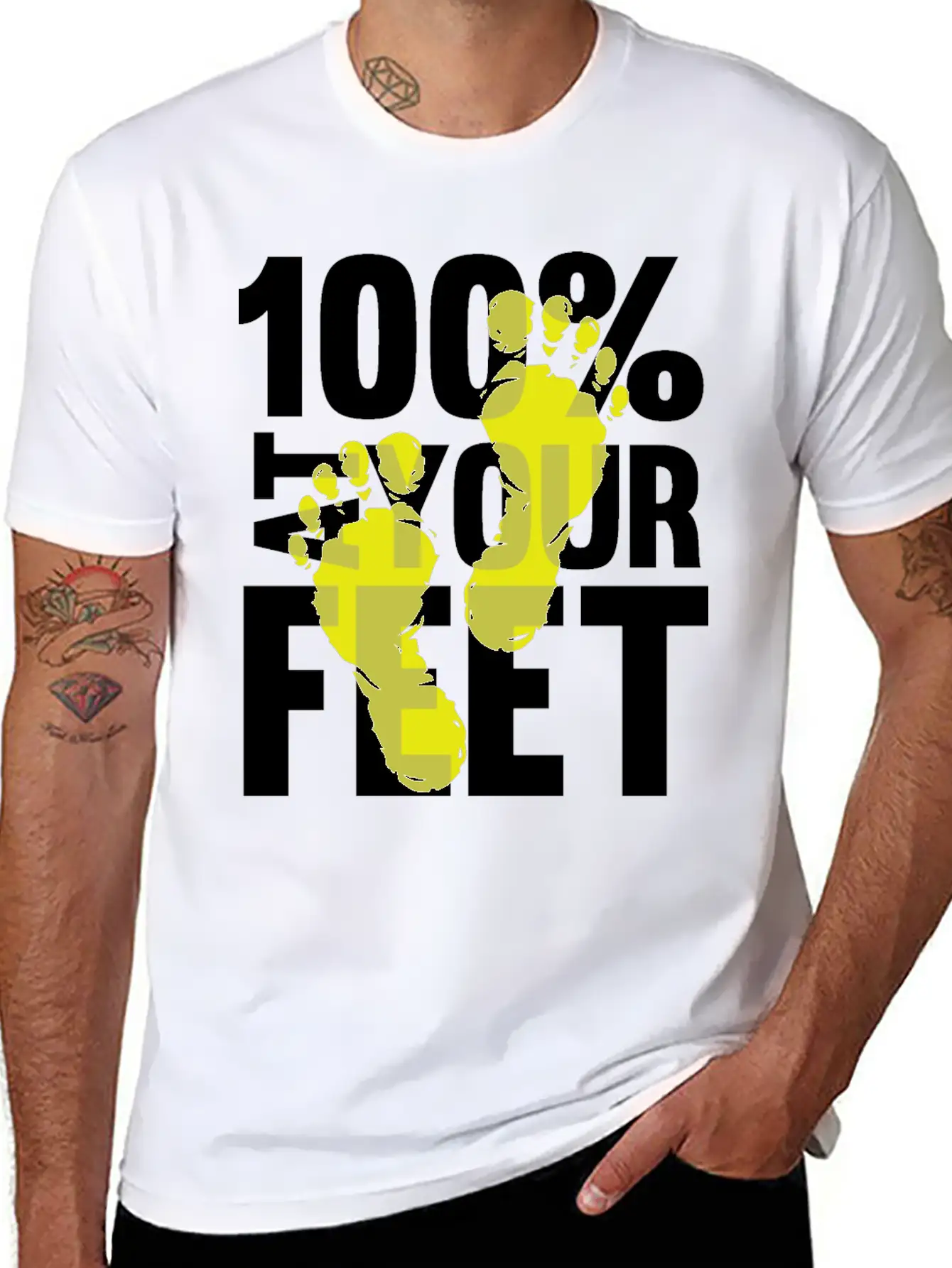 100% At Your Feet Classic Fit Graphic Tee For Daily Comfort – Unisex Cotton Shirt