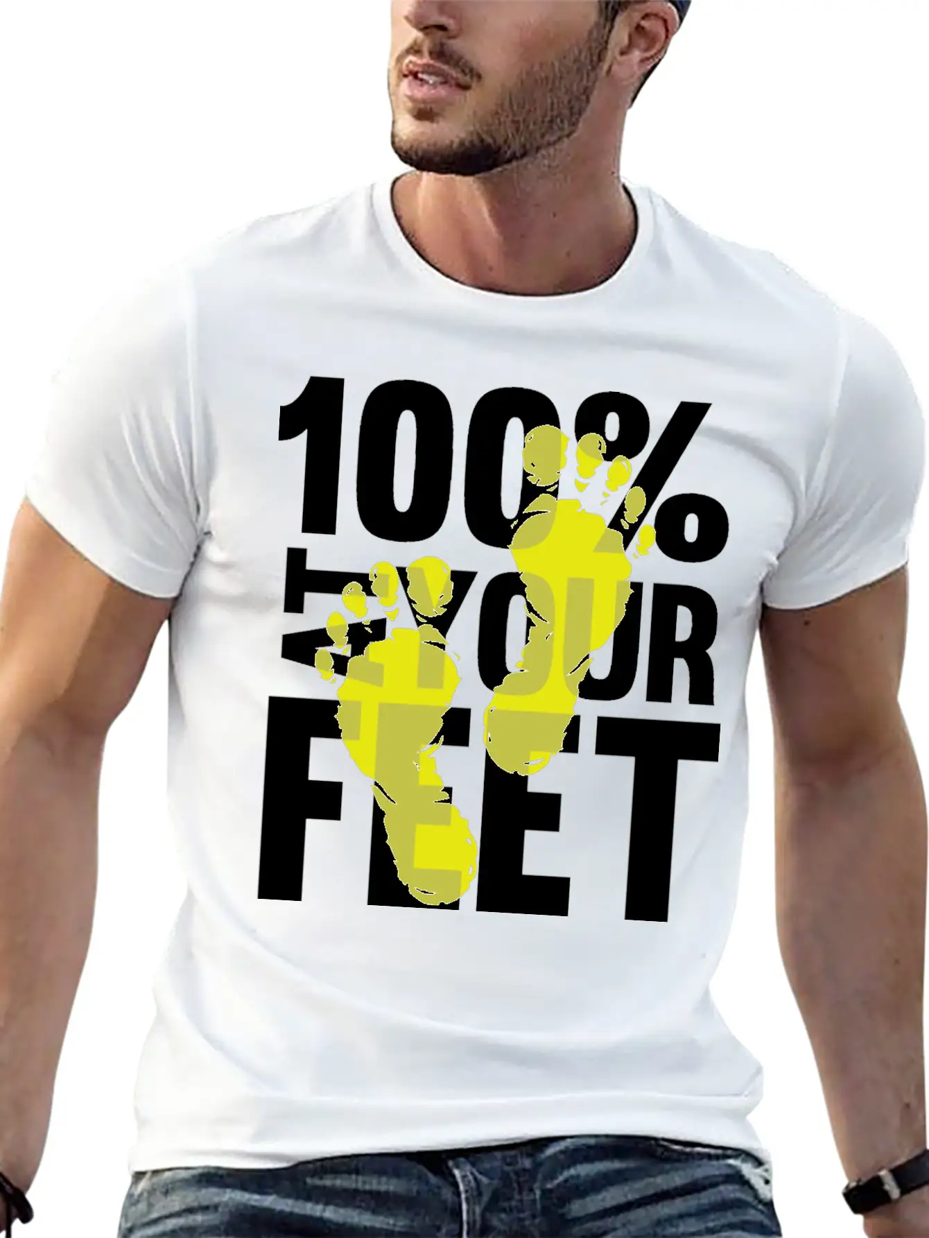 100% At Your Feet Classic Fit Graphic Tee For Daily Comfort – Unisex Cotton Shirt