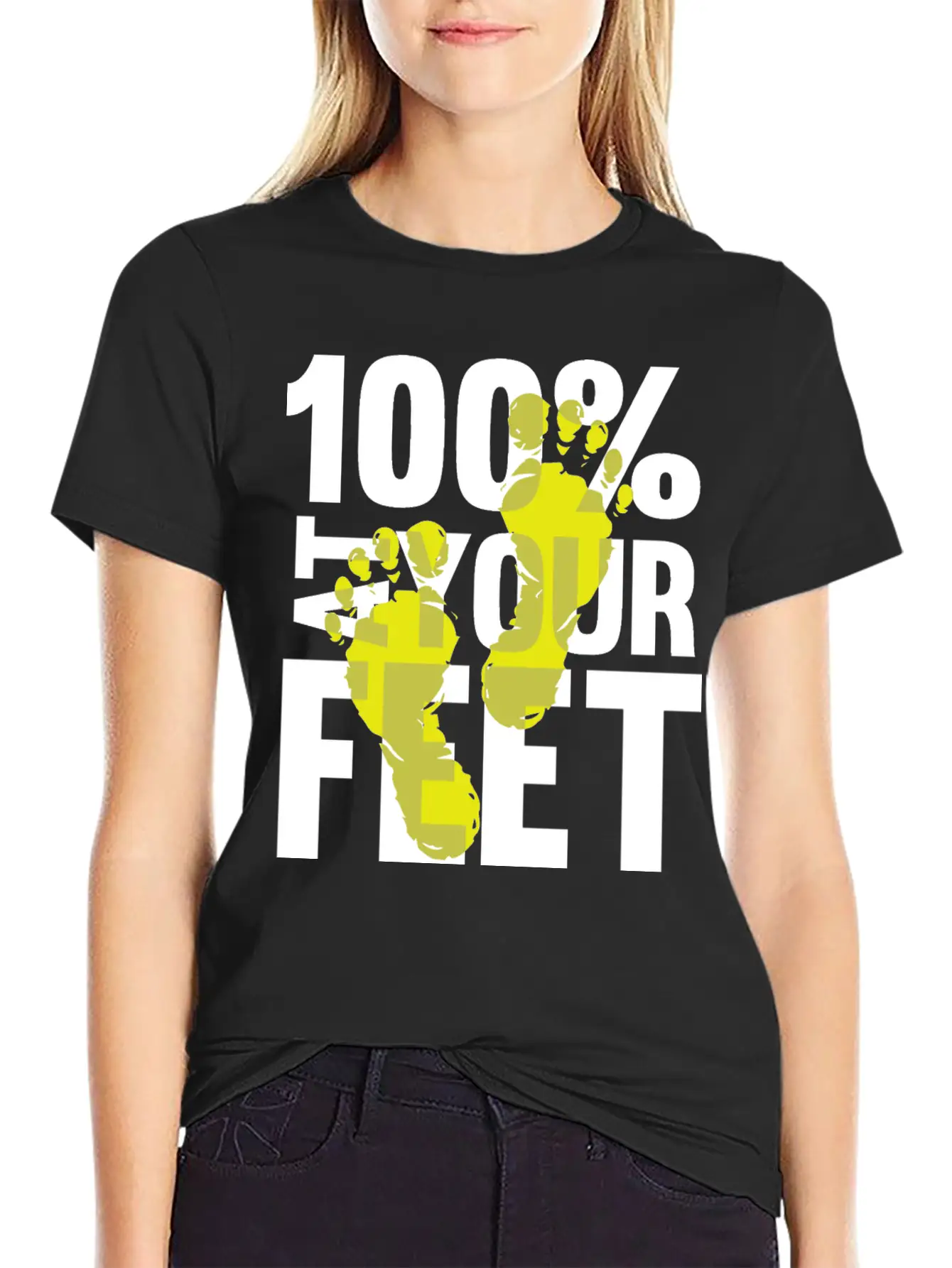 100% At Your Feet Classic Fit Graphic Tee For Daily Comfort – Unisex Cotton Shirt