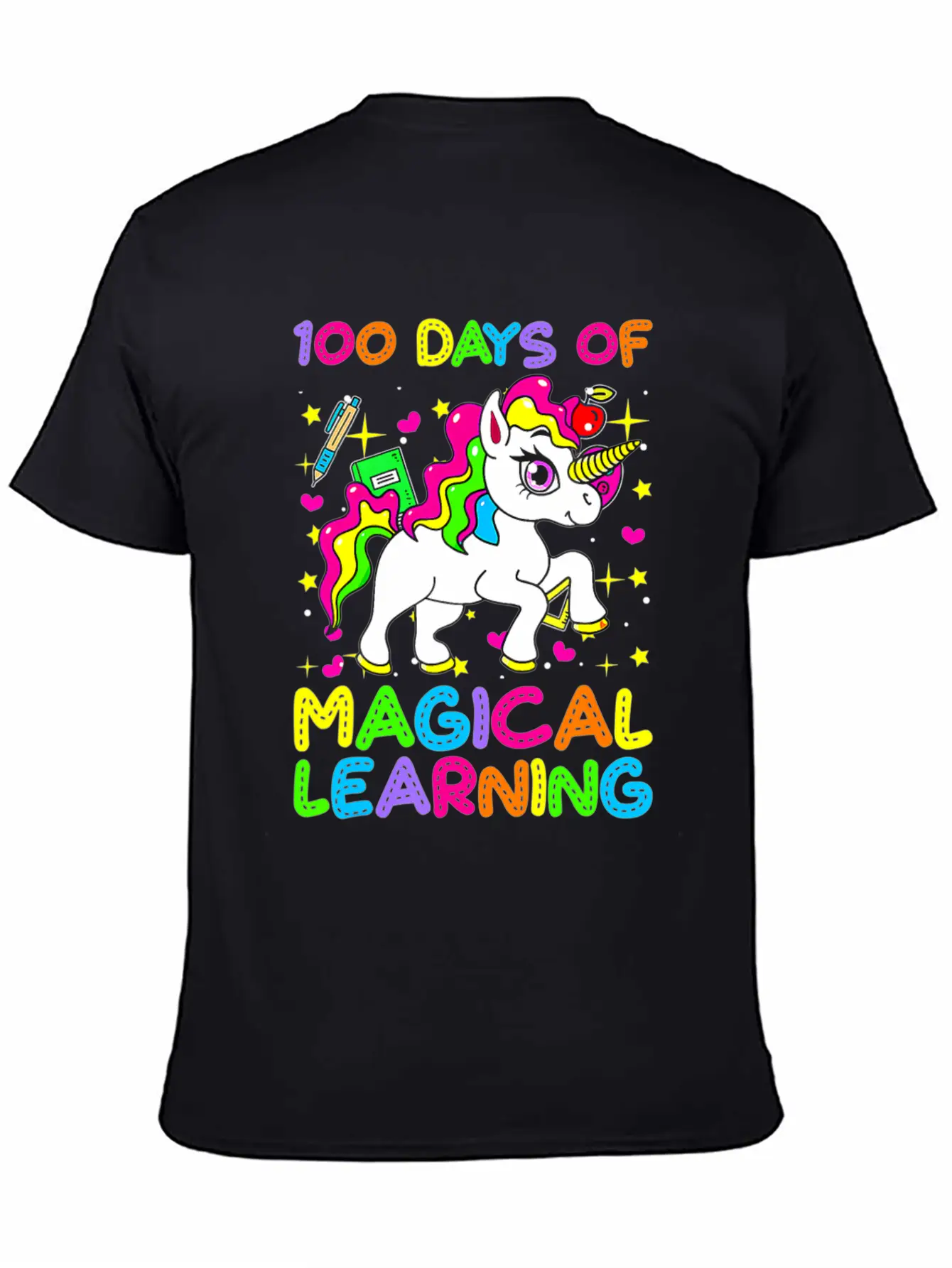 100 Days Of Magical Learning 100 Days Of School Simple Everyday Graphic Tee – Lightweight Summer Wear