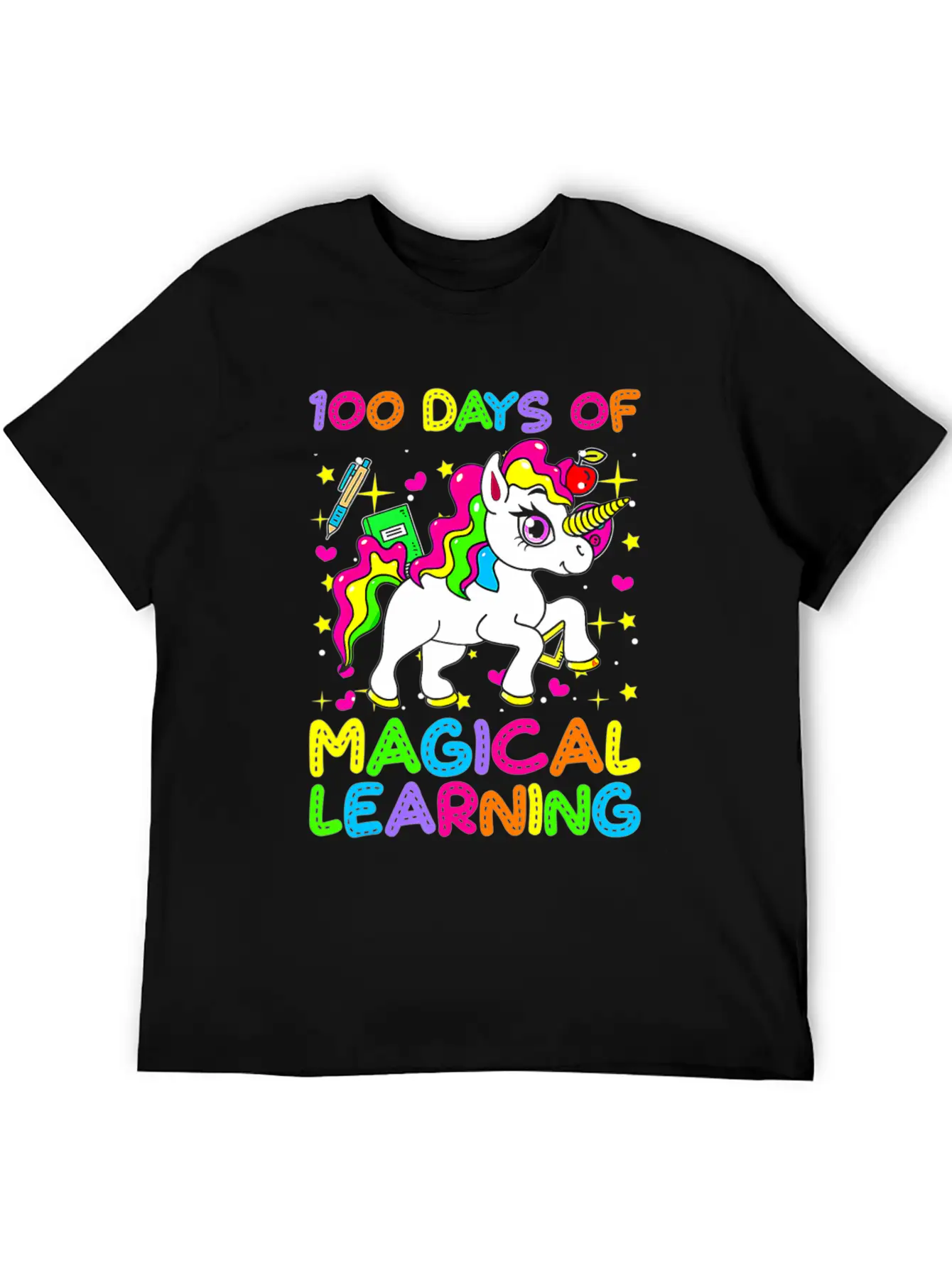 100 Days Of Magical Learning 100 Days Of School Simple Everyday Graphic Tee – Lightweight Summer Wear