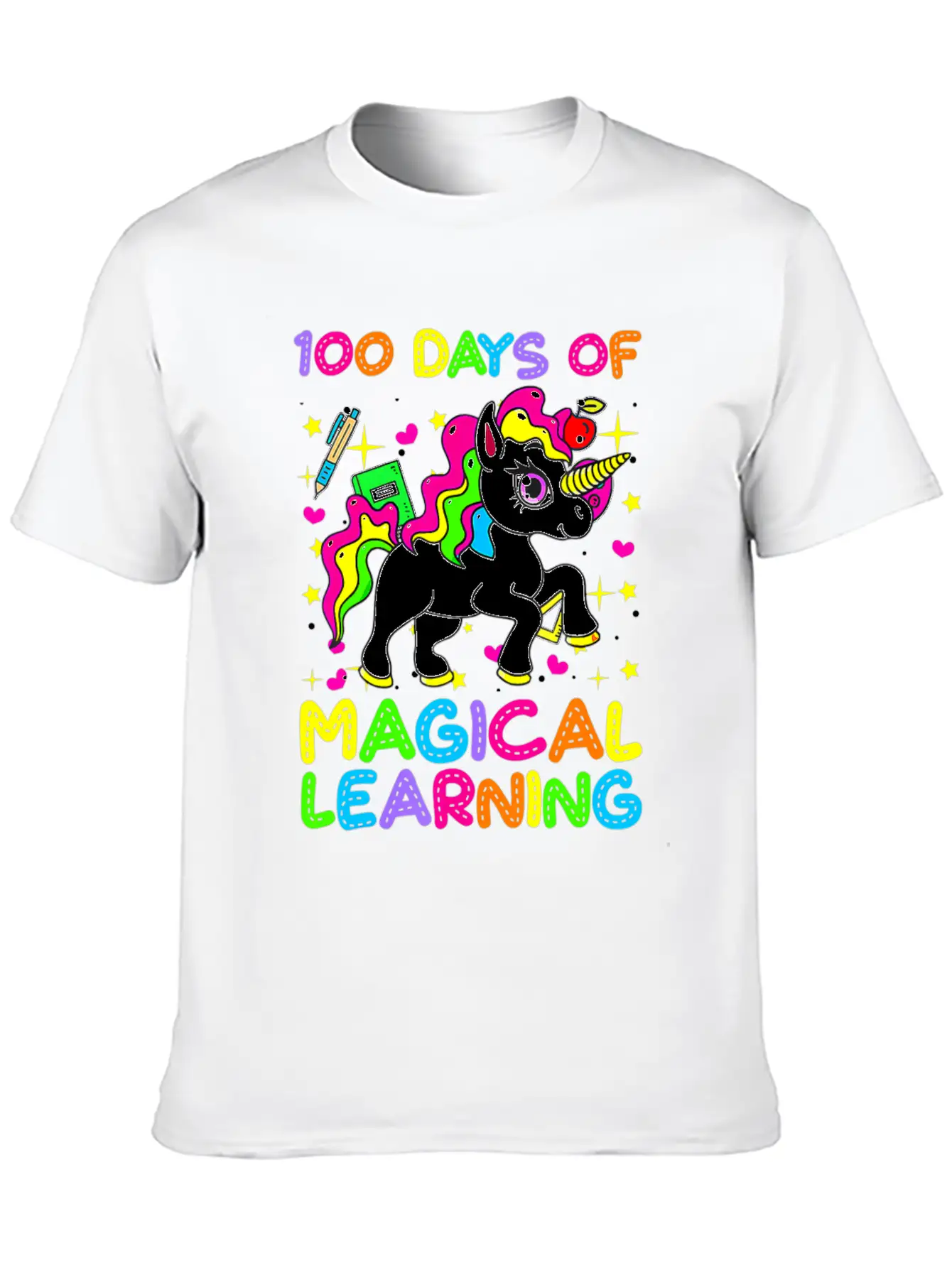 100 Days Of Magical Learning 100 Days Of School Simple Everyday Graphic Tee – Lightweight Summer Wear