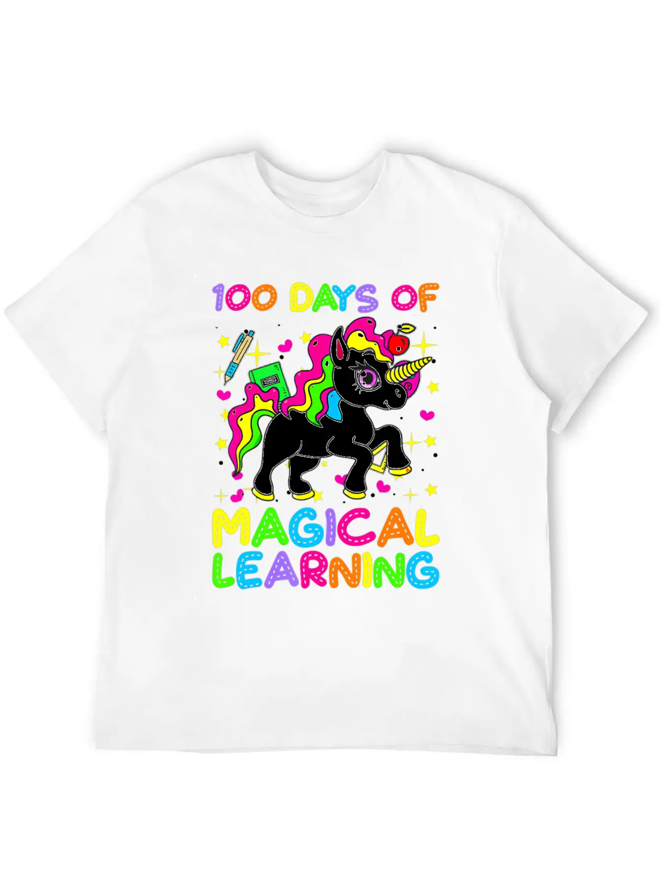 100 Days Of Magical Learning 100 Days Of School Simple Everyday Graphic Tee – Lightweight Summer Wear
