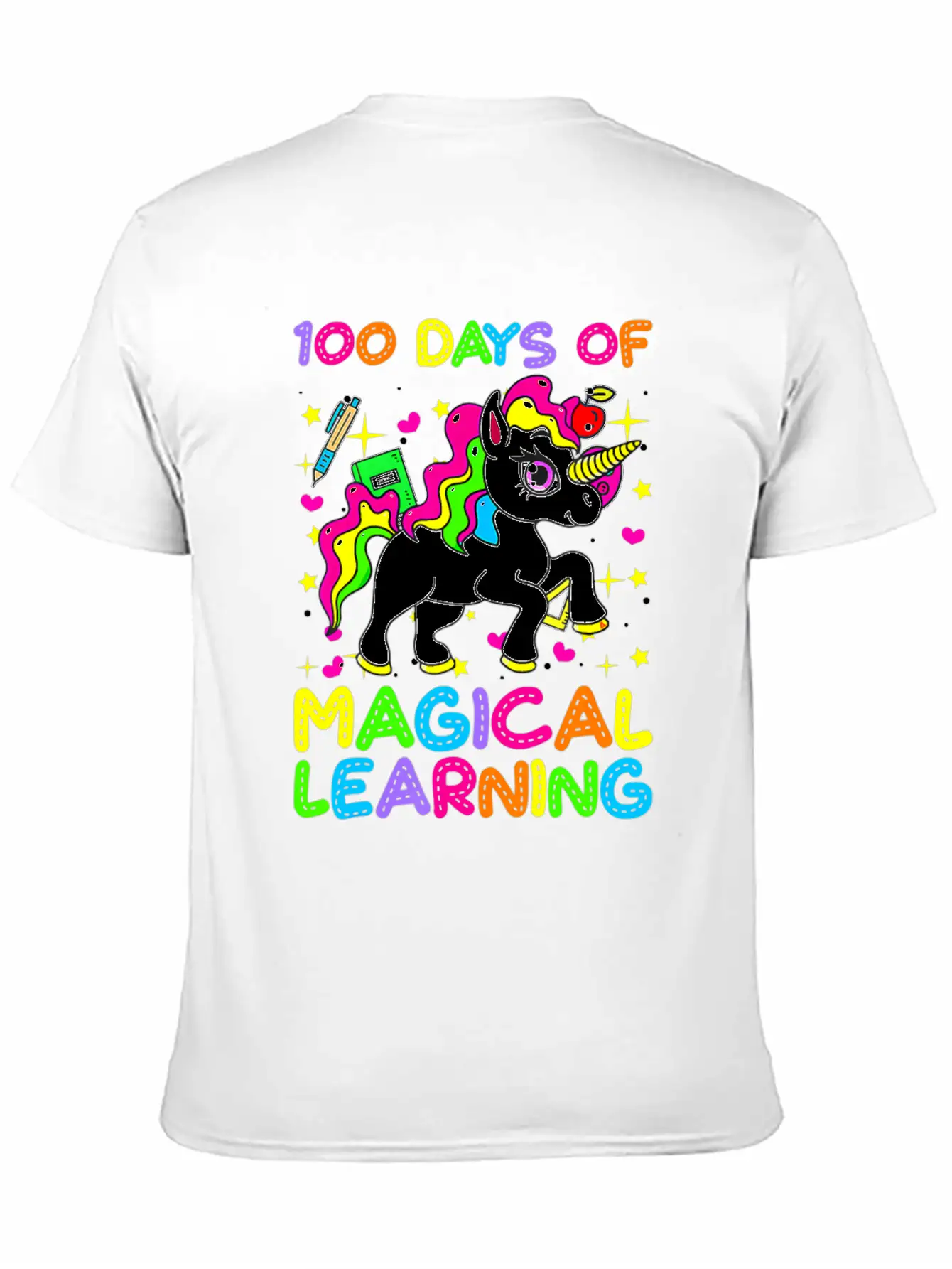 100 Days Of Magical Learning 100 Days Of School Simple Everyday Graphic Tee – Lightweight Summer Wear