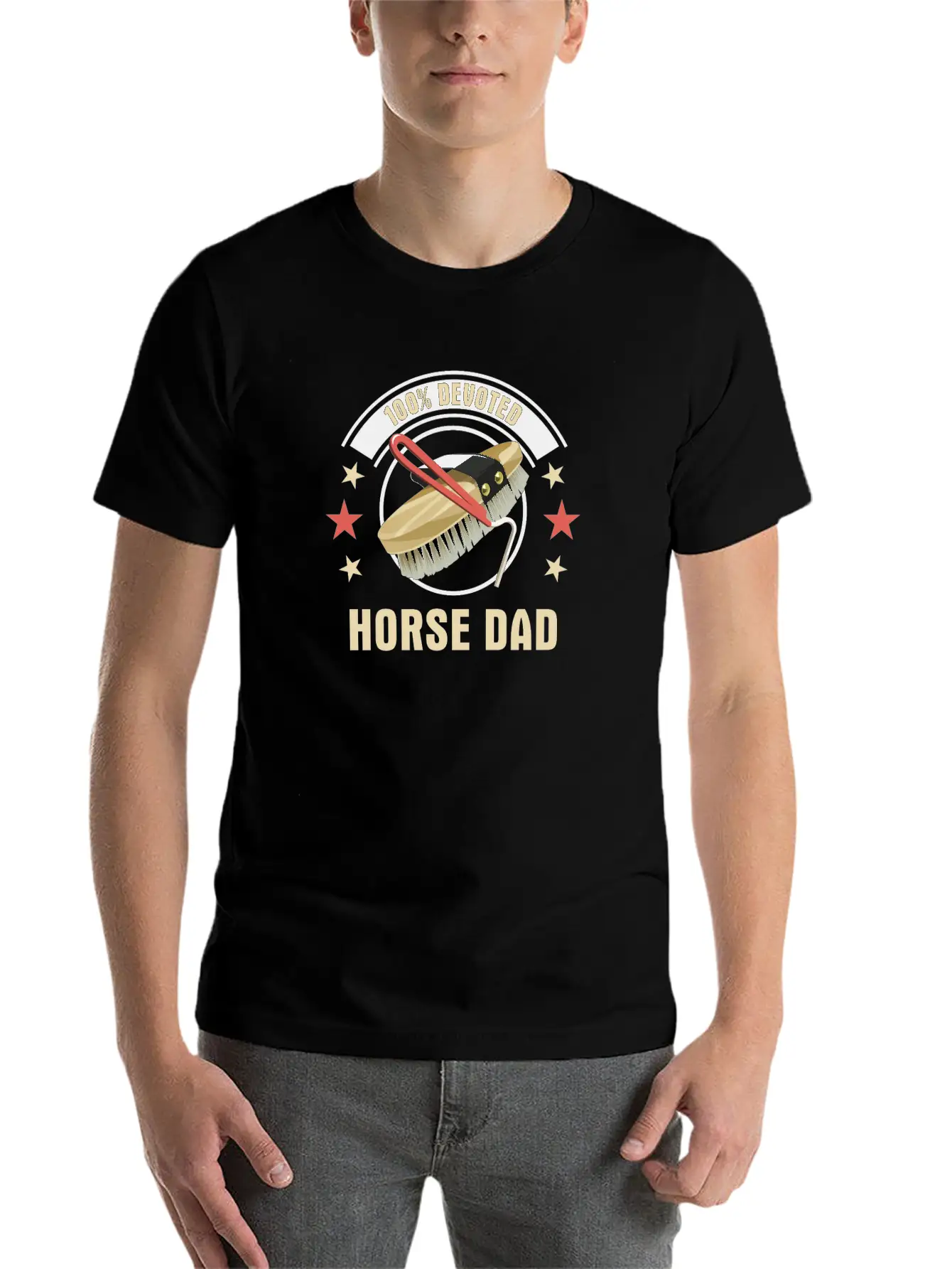 100% Devoted Horse Dad Simple Everyday Graphic Tee – Lightweight Summer Wear