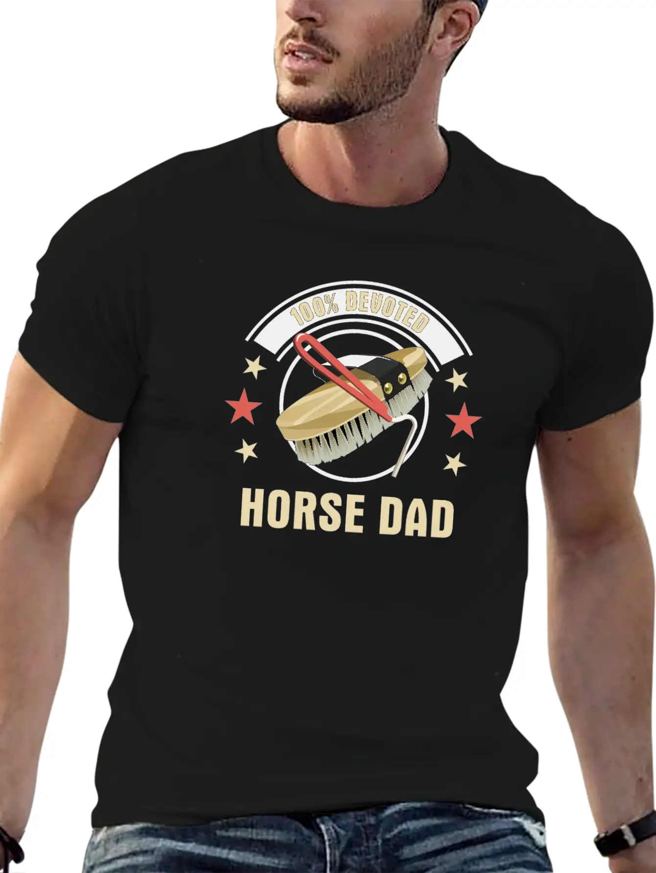 100% Devoted Horse Dad Simple Everyday Graphic Tee – Lightweight Summer Wear