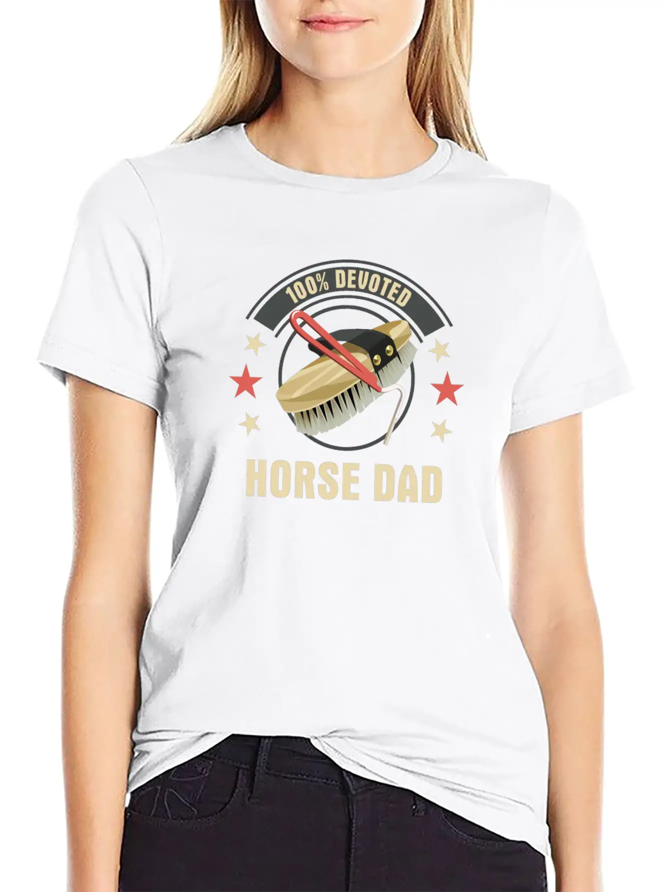 100% Devoted Horse Dad Simple Everyday Graphic Tee – Lightweight Summer Wear