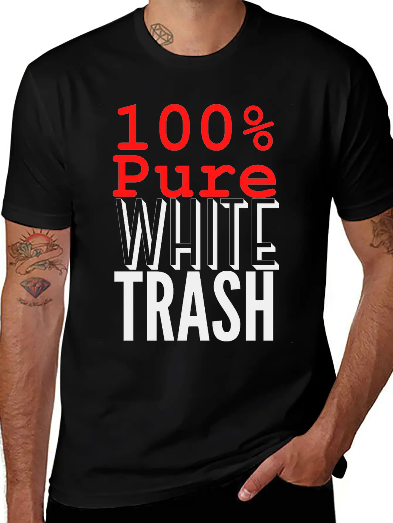 100% PURE WHITE TRASH Breathable Soft Cotton T-Shirt – Timeless Casual Look