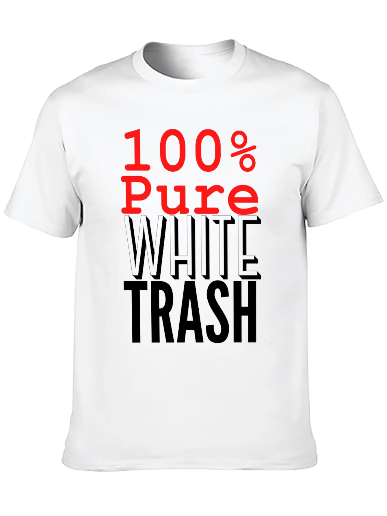 100% PURE WHITE TRASH Breathable Soft Cotton T-Shirt – Timeless Casual Look
