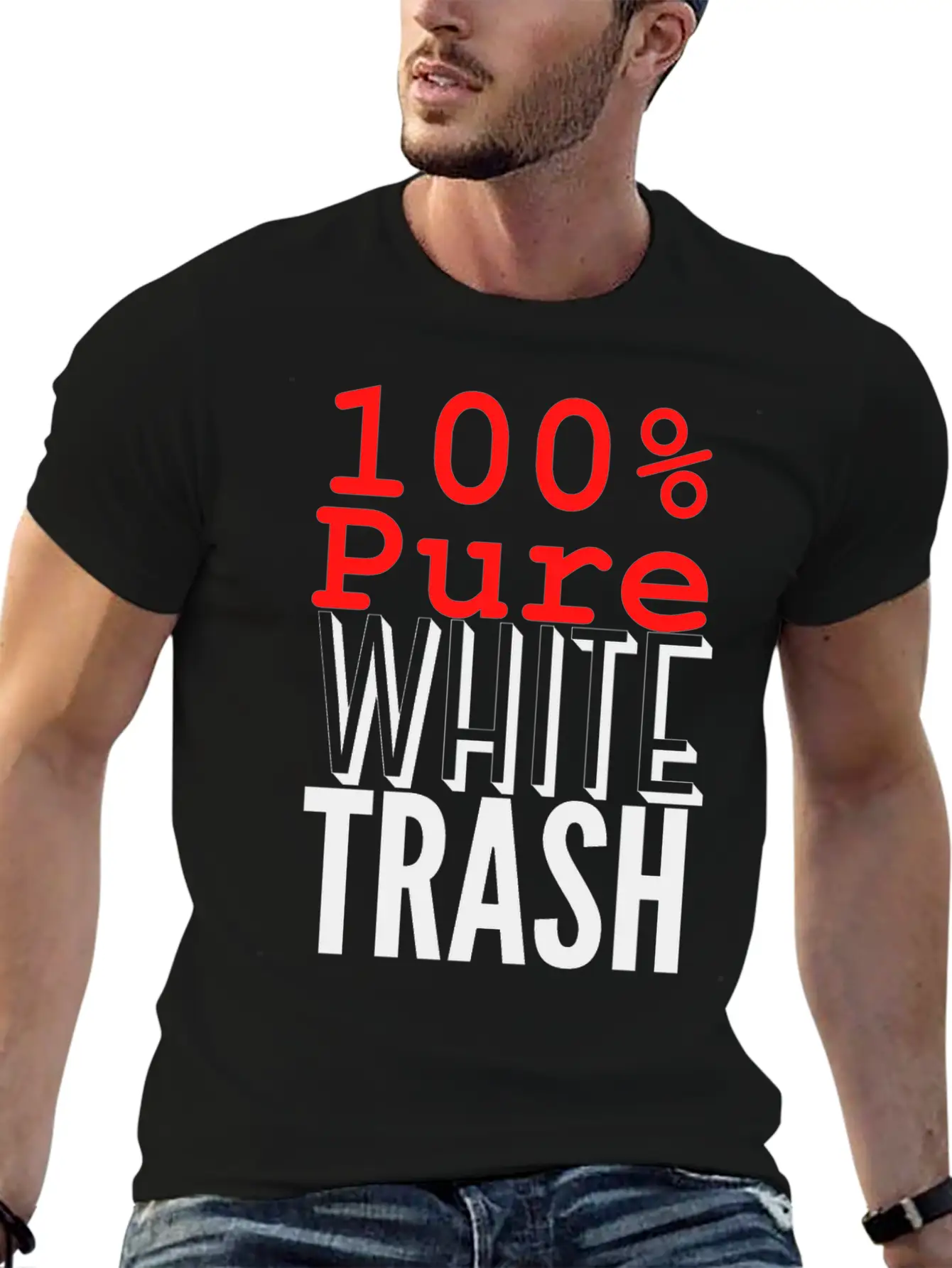 100% PURE WHITE TRASH Breathable Soft Cotton T-Shirt – Timeless Casual Look