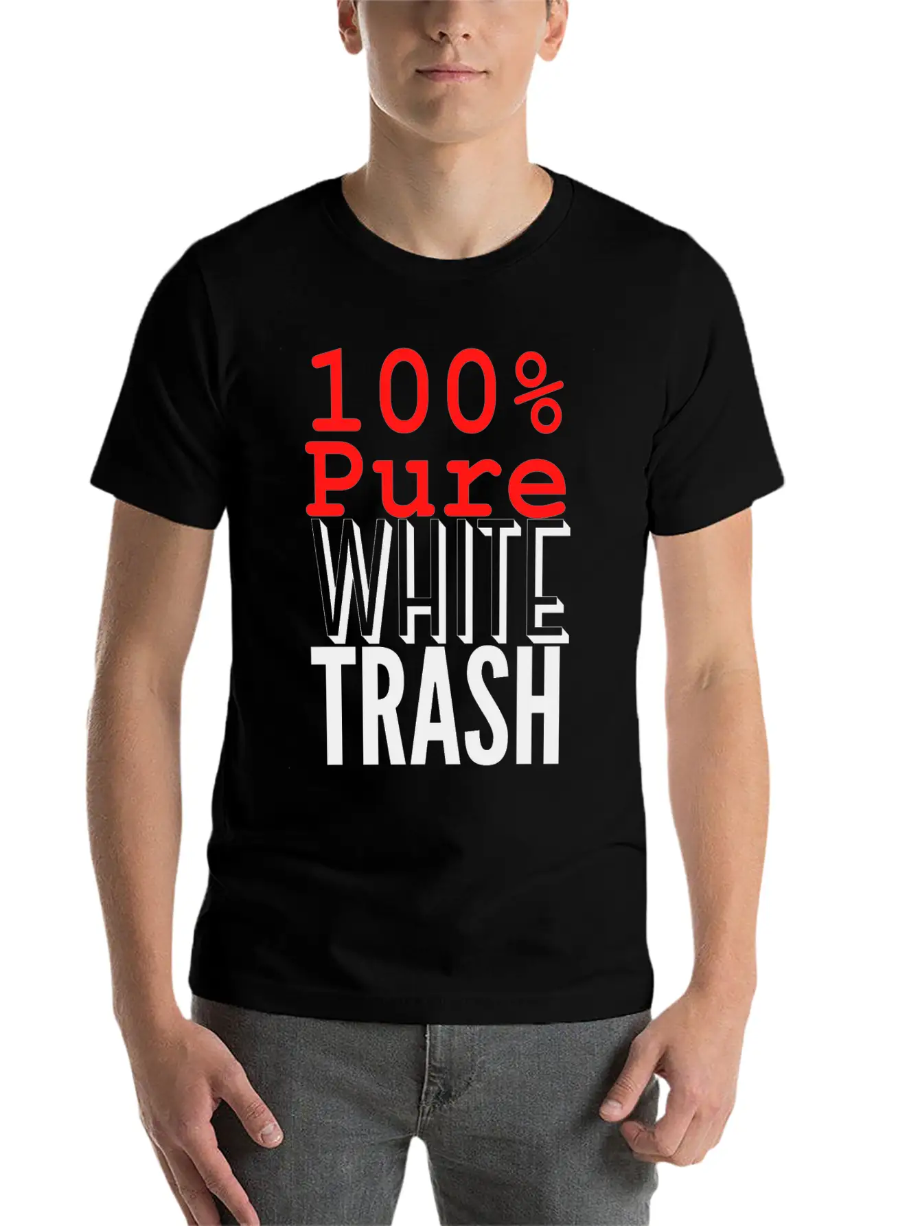 100% PURE WHITE TRASH Breathable Soft Cotton T-Shirt – Timeless Casual Look