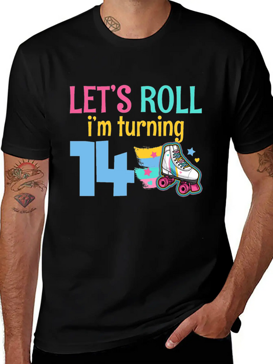 14th Birthday Roller Skate Casual Graphic T-Shirt – Simple And Comfortable Daily Wear