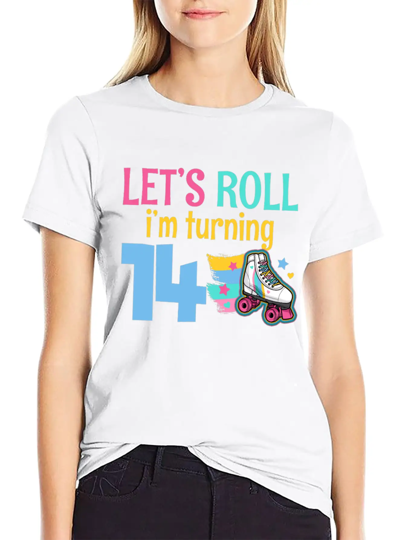 14th Birthday Roller Skate Casual Graphic T-Shirt – Simple And Comfortable Daily Wear