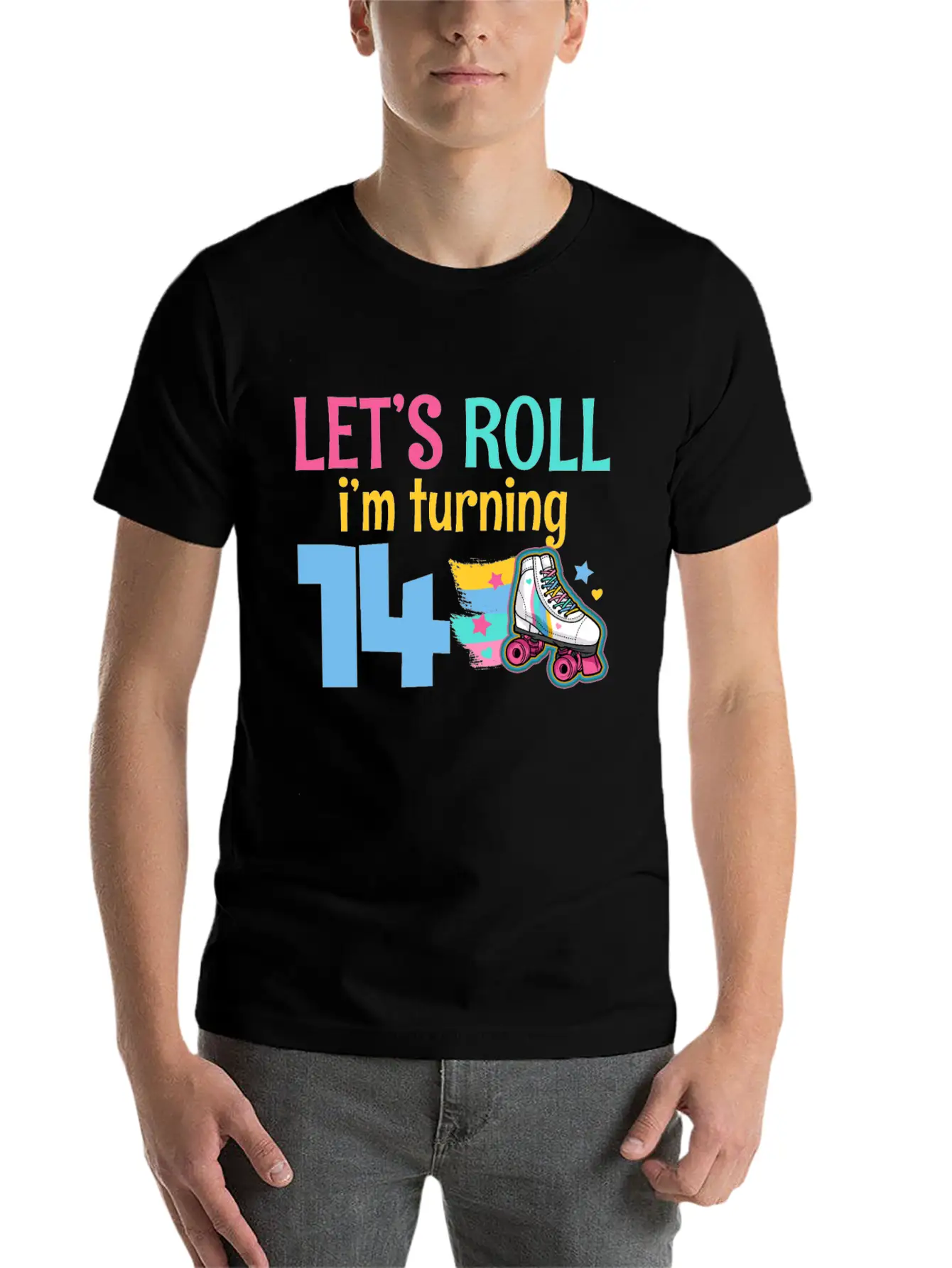 14th Birthday Roller Skate Casual Graphic T-Shirt – Simple And Comfortable Daily Wear