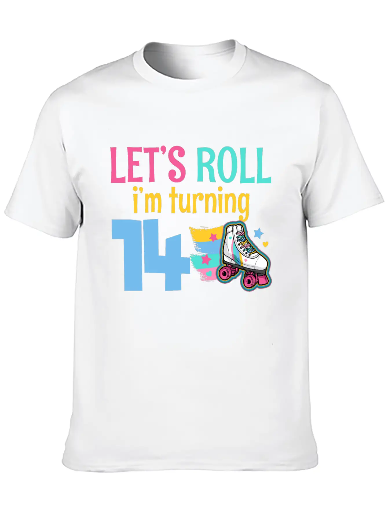 14th Birthday Roller Skate Casual Graphic T-Shirt – Simple And Comfortable Daily Wear