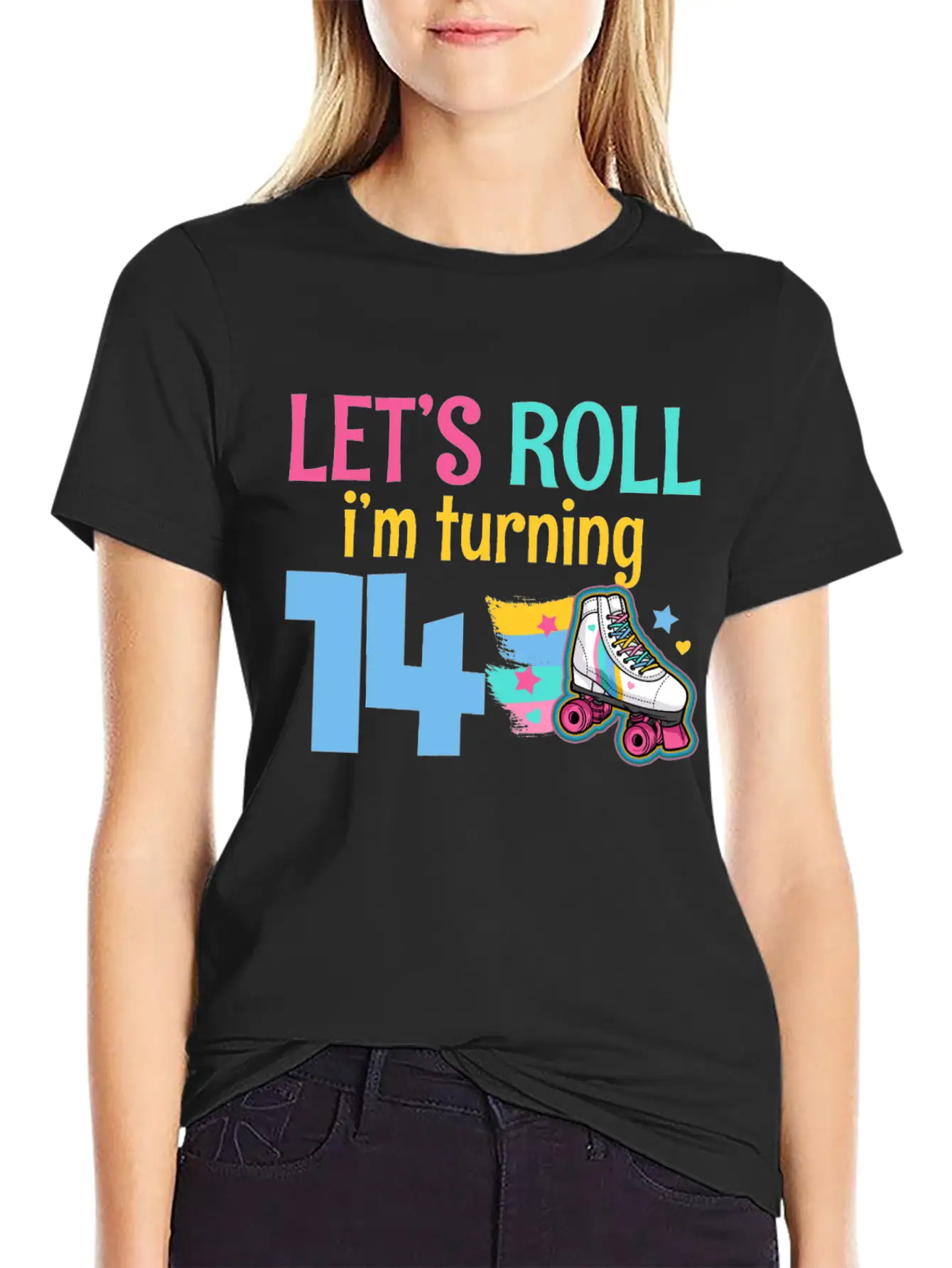 14th Birthday Roller Skate Casual Graphic T-Shirt – Simple And Comfortable Daily Wear