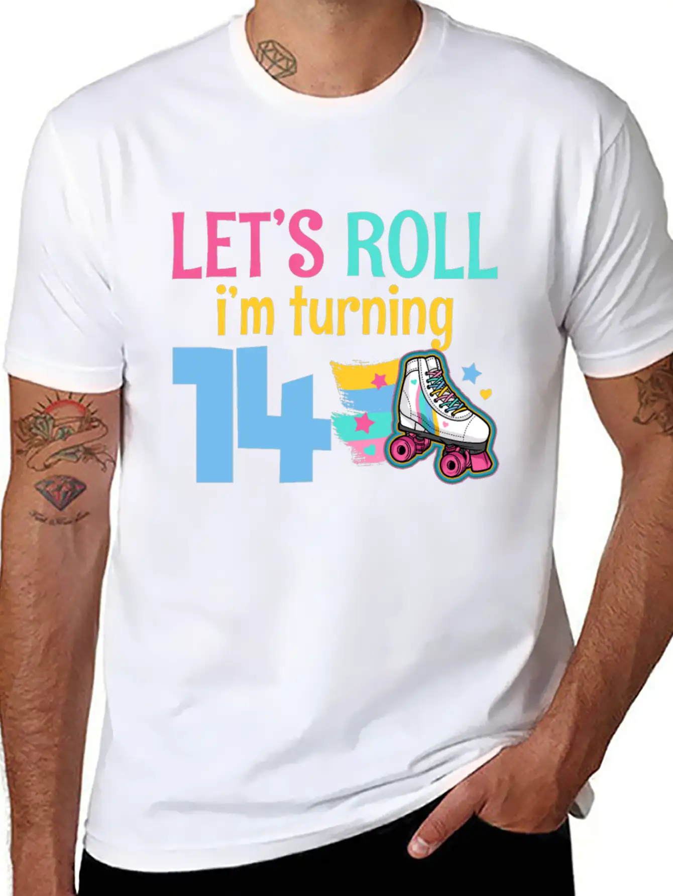14th Birthday Roller Skate Casual Graphic T-Shirt – Simple And Comfortable Daily Wear