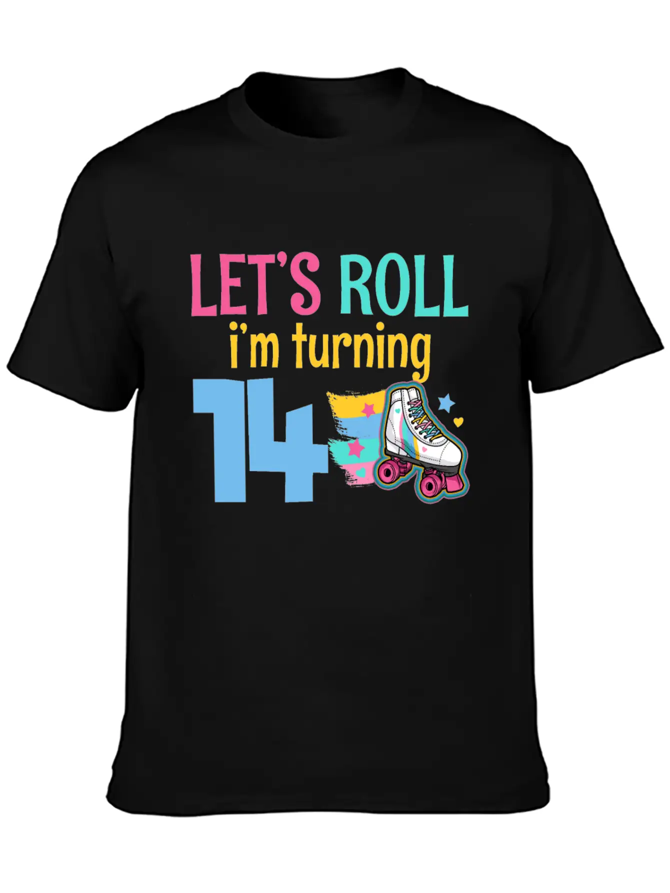 14th Birthday Roller Skate Casual Graphic T-Shirt – Simple And Comfortable Daily Wear
