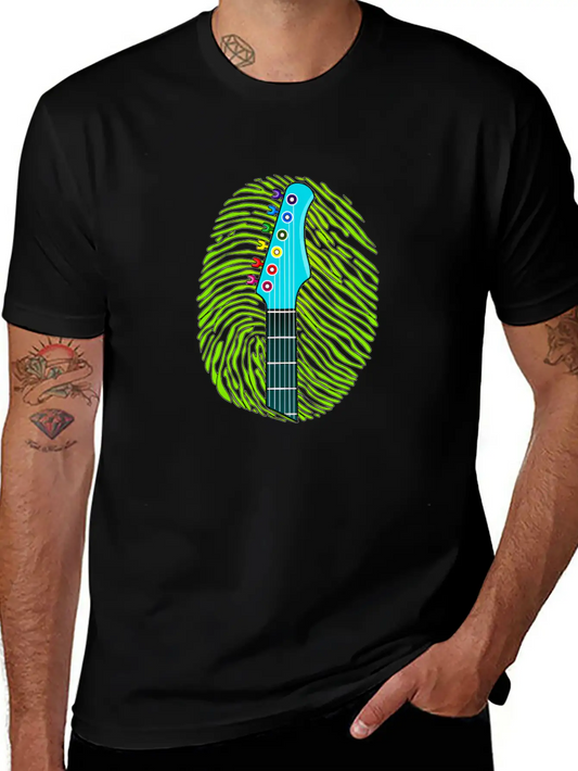190 Guitar Fingerprint Lightweight Cotton T-Shirt – Daily Comfort Graphic Shirt