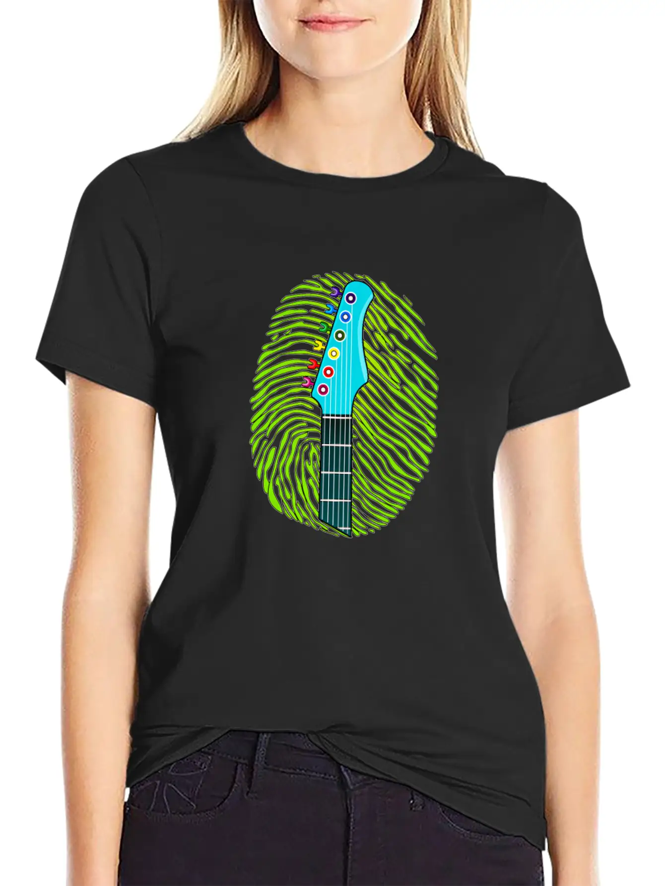 190 Guitar Fingerprint Lightweight Cotton T-Shirt – Daily Comfort Graphic Shirt