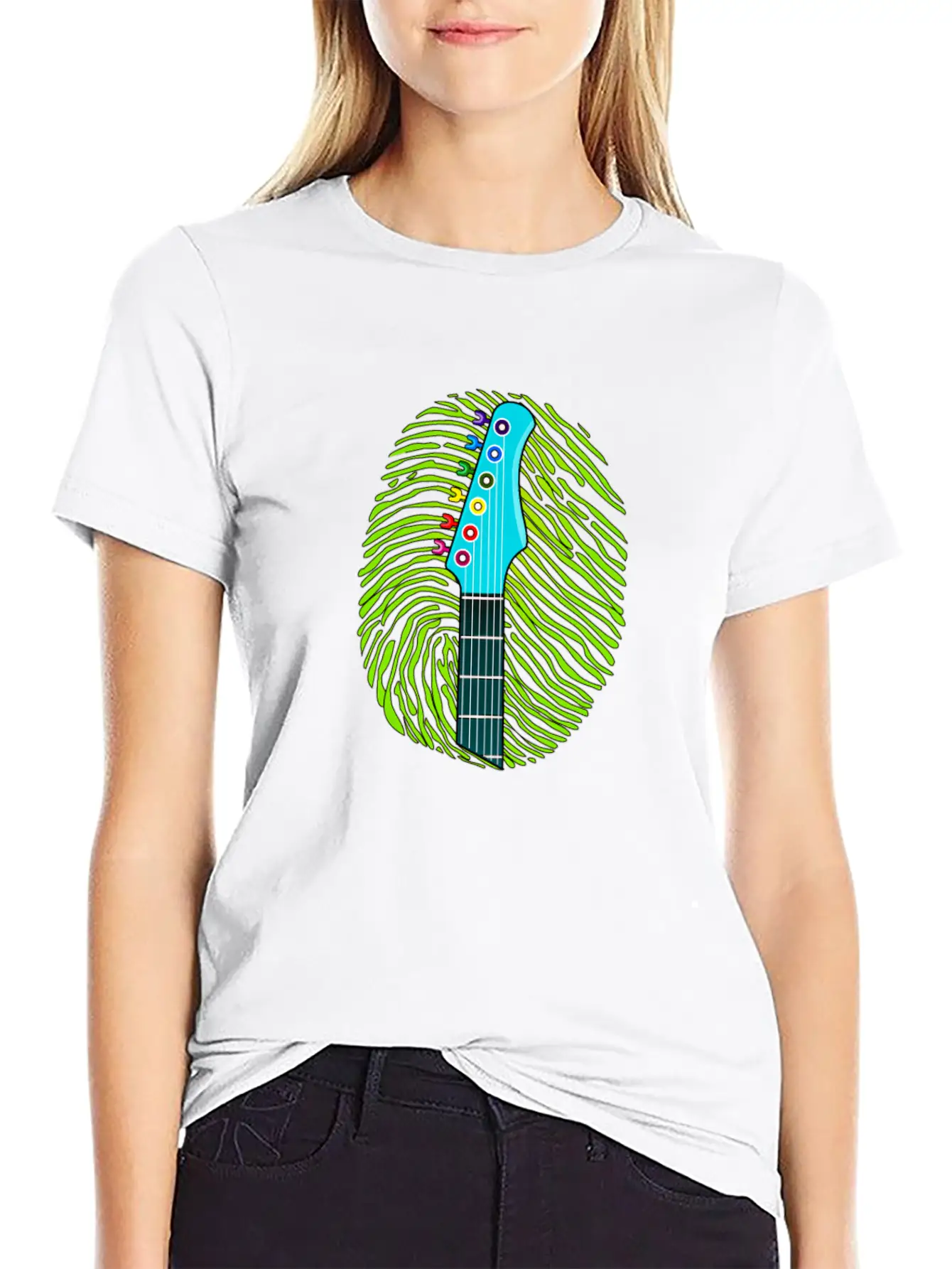 190 Guitar Fingerprint Lightweight Cotton T-Shirt – Daily Comfort Graphic Shirt
