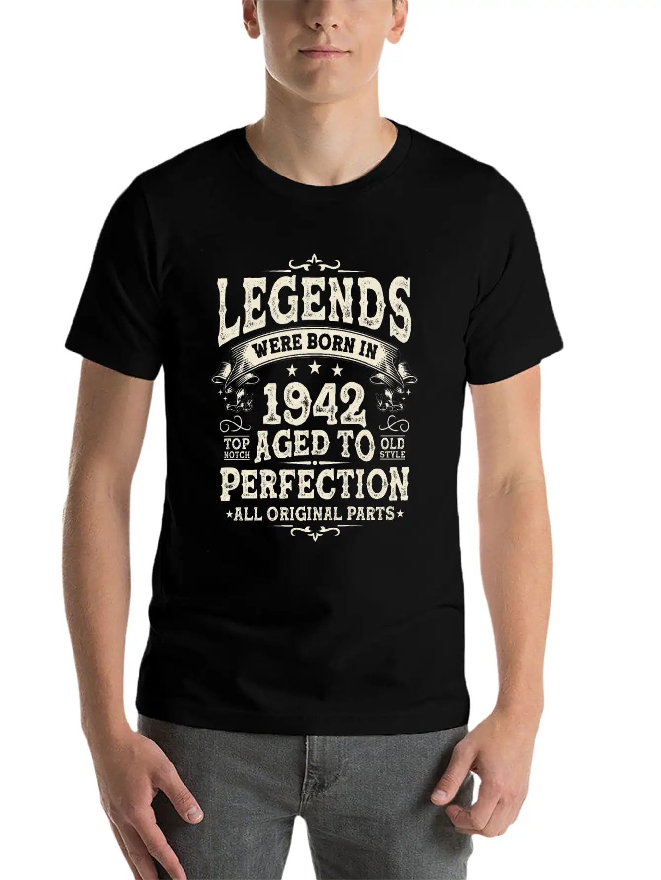 1942 Legends: 81-82 Years Lightweight Cotton T-Shirt – Daily Comfort Graphic Shirt